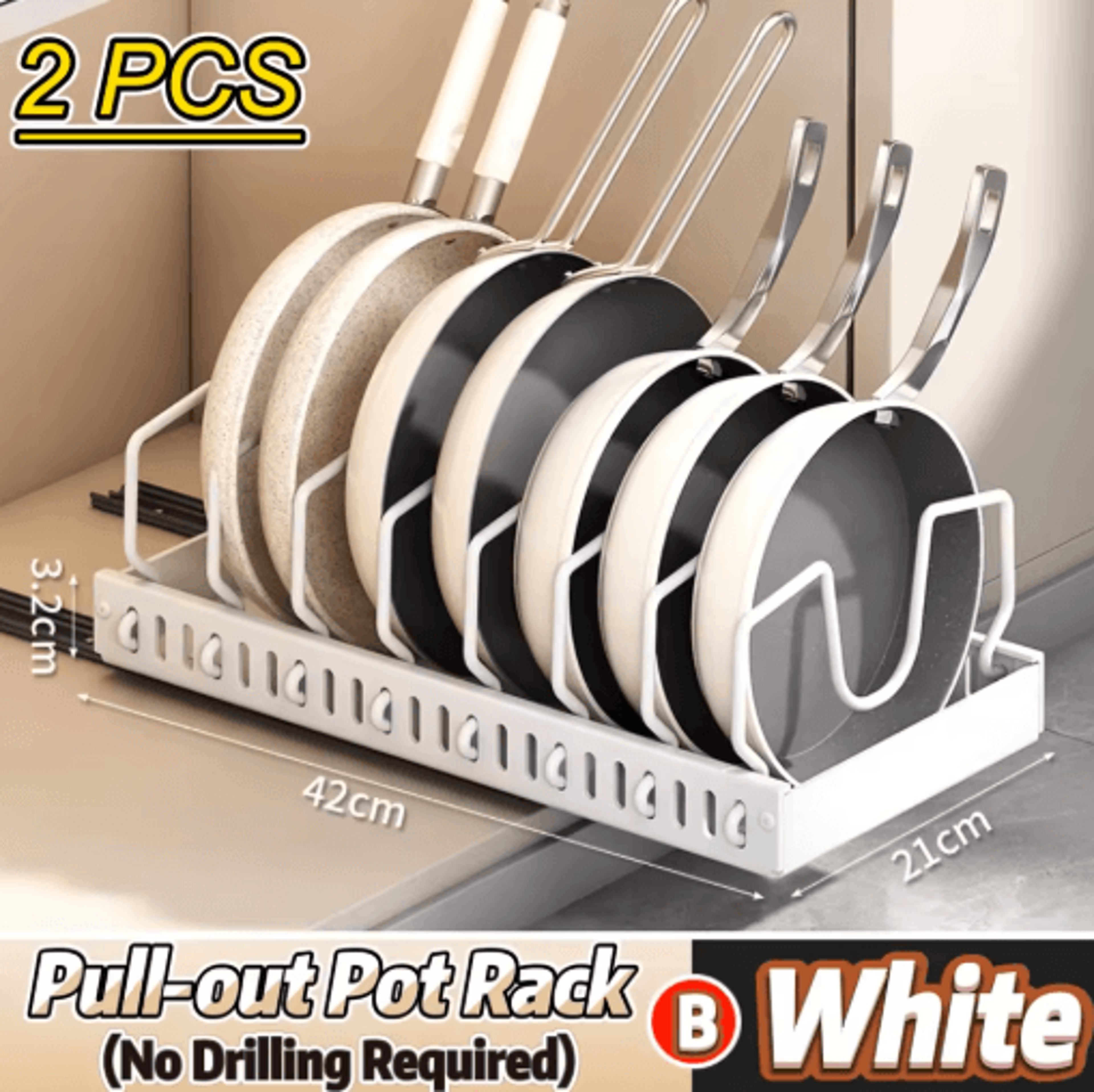 Pull Out Pots And Pans Organizer Sliding Under Cabinet Pan  Lid Storage Rack 2