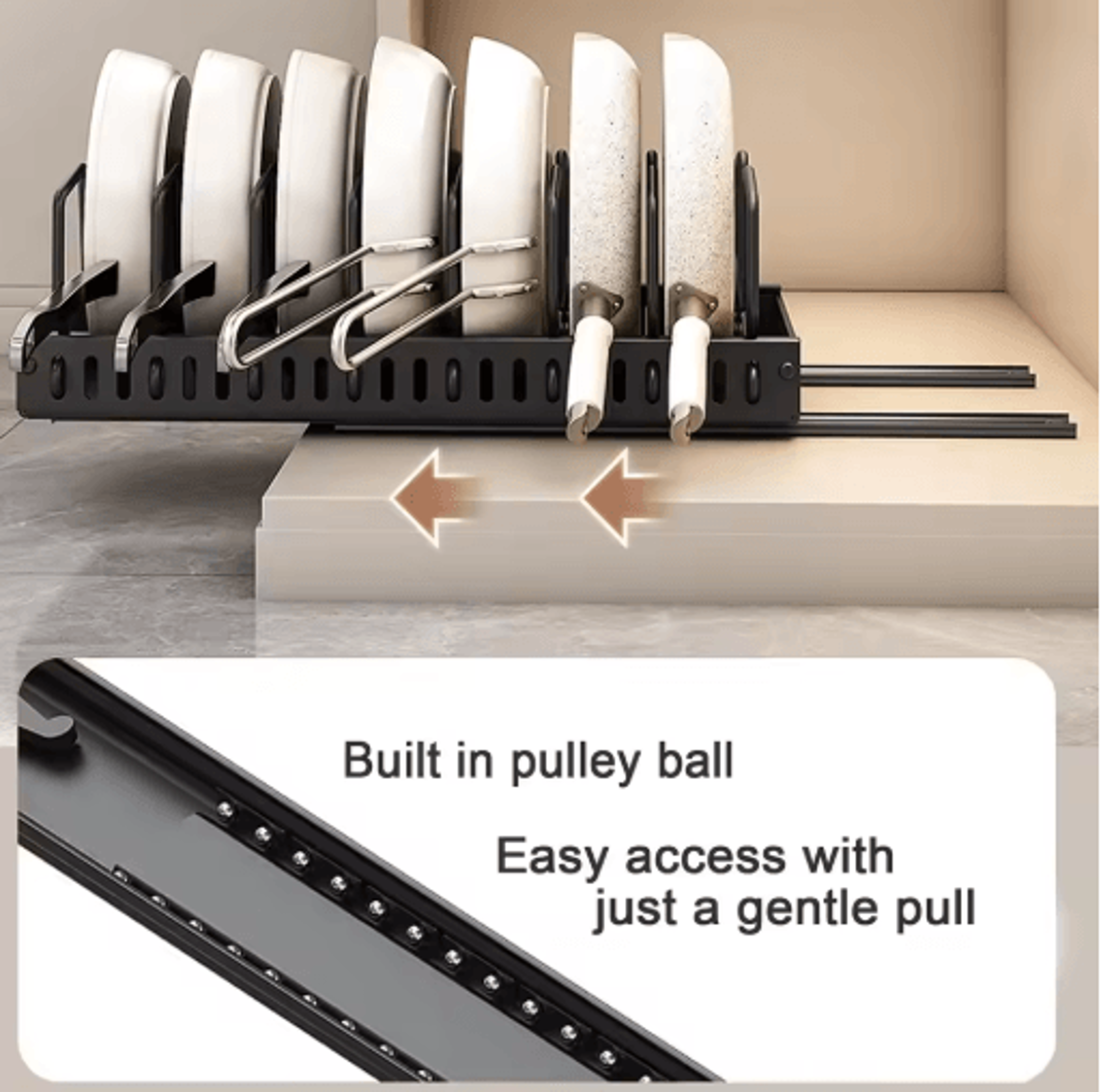 Pull Out Pots And Pans Organizer Sliding Under Cabinet Pan  Lid Storage Rack 7