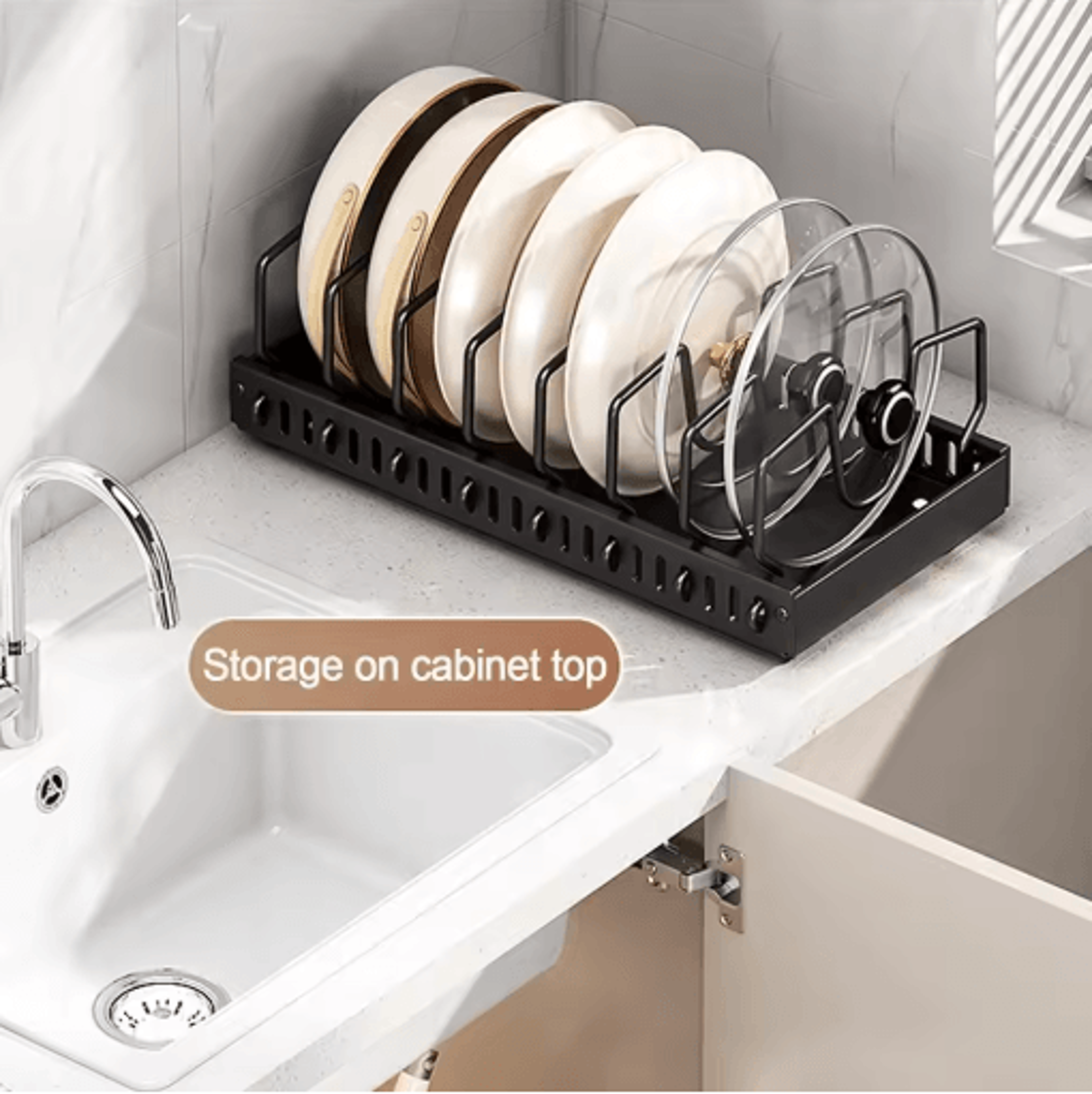Pull Out Pots And Pans Organizer Sliding Under Cabinet Pan  Lid Storage Rack 8
