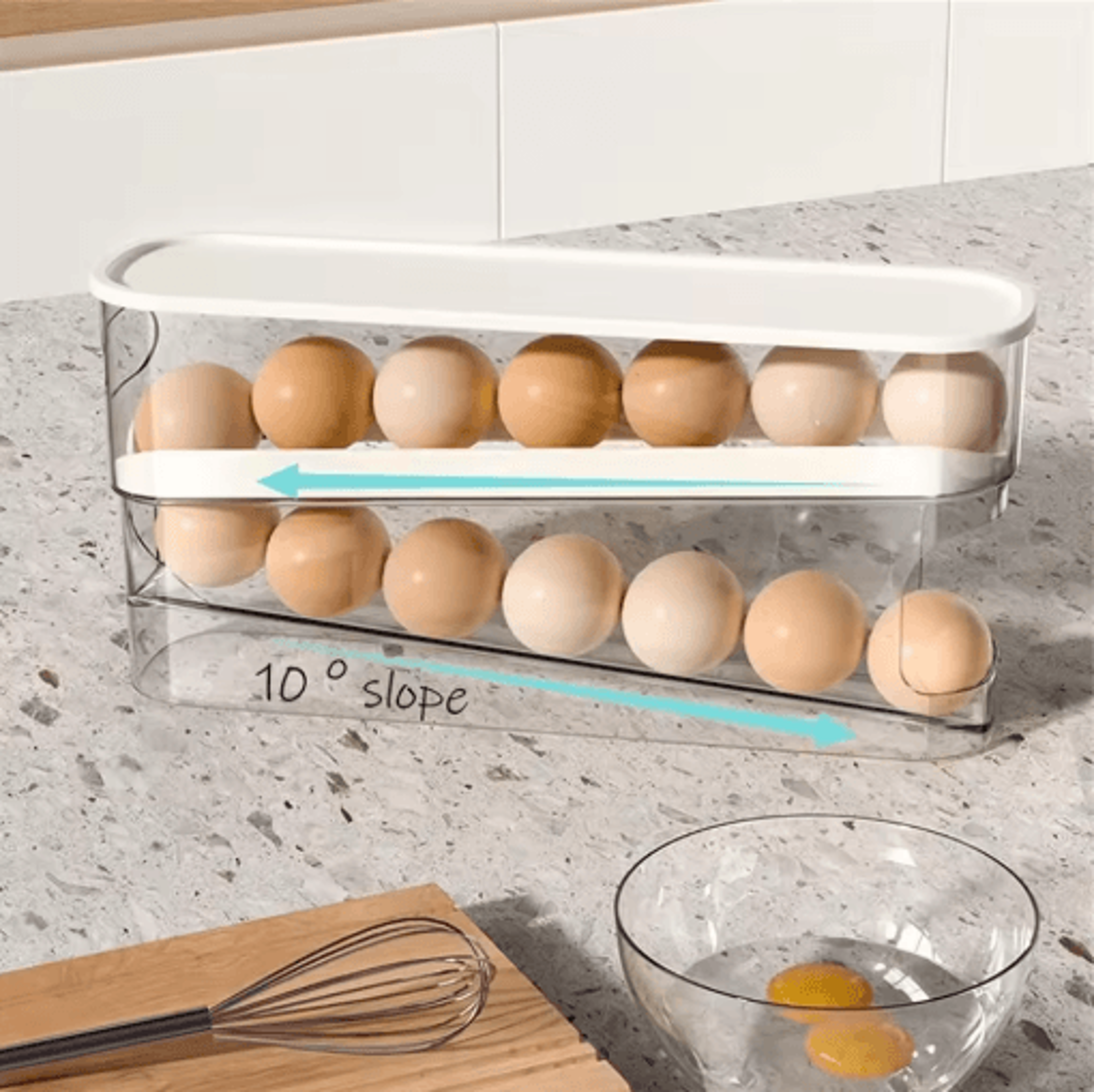 Automatic Rolling Egg Dispenser Slide Type Refrigerator  Countertop Egg Holder 4