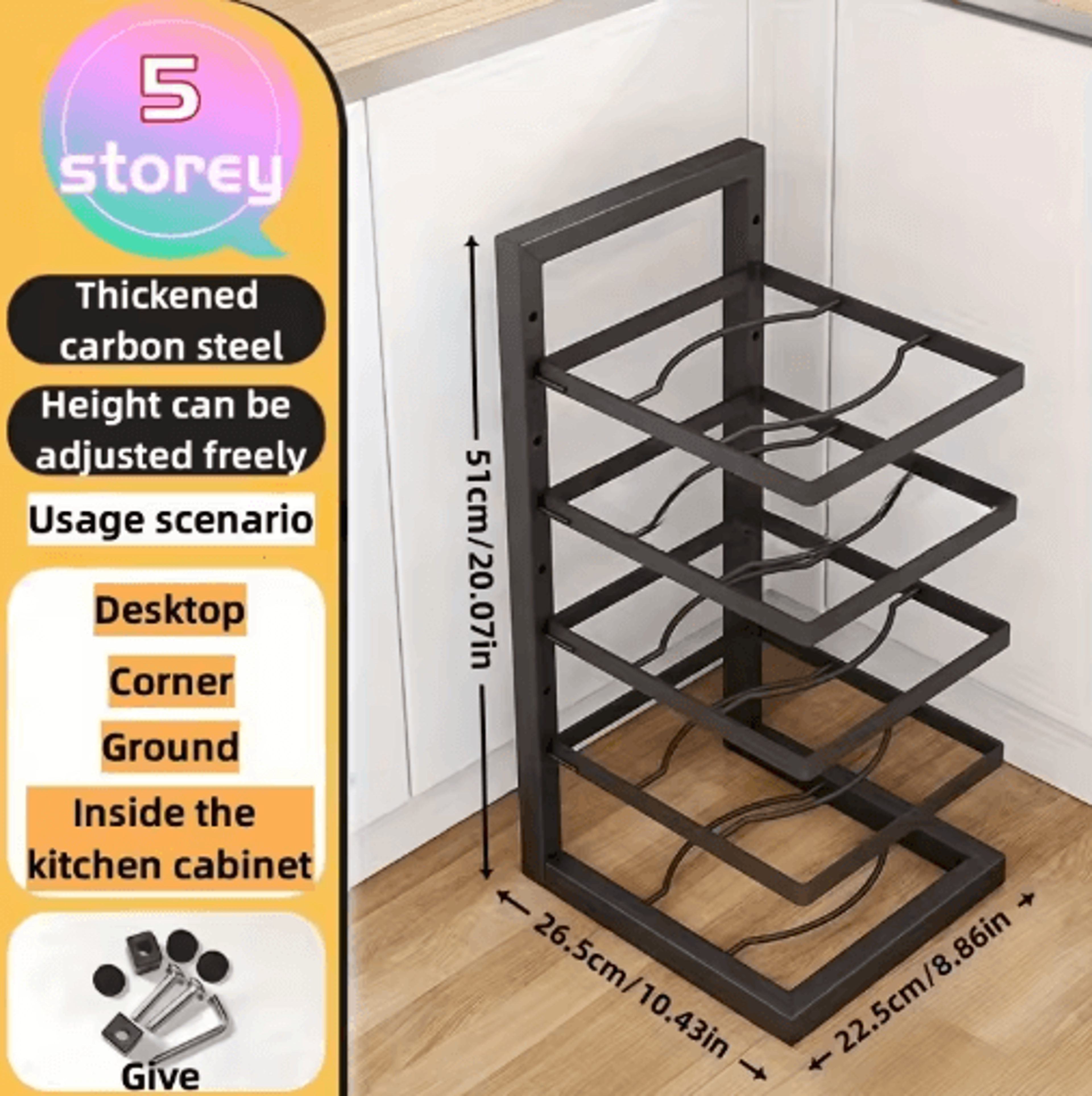 Adjustable Stainless Steel Pot Rack Organizer Multi Layer Kitchen Pot  Pan Storage Rack 3