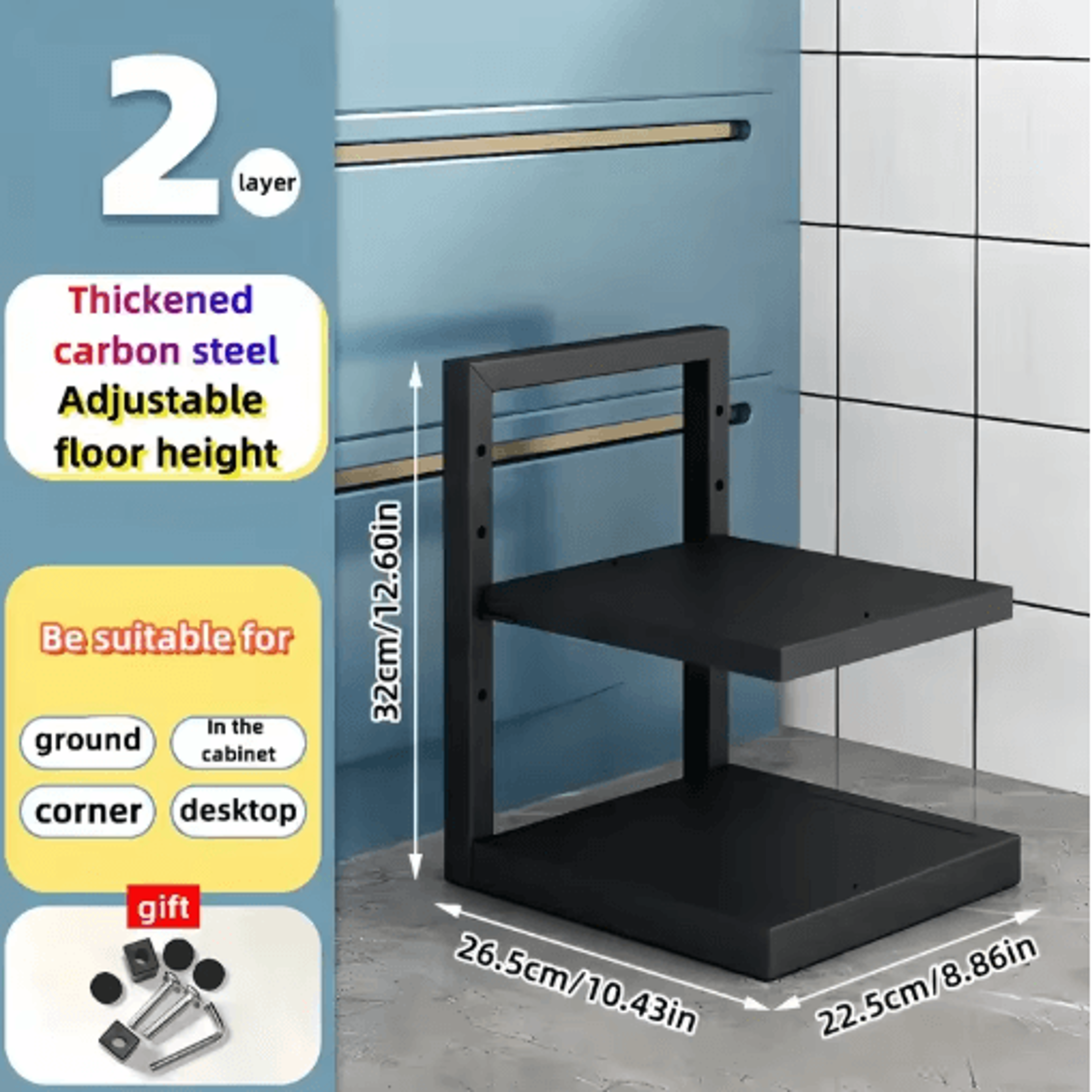 Adjustable Stainless Steel Pot Rack Organizer Multi Layer Kitchen Pot  Pan Storage Rack 7