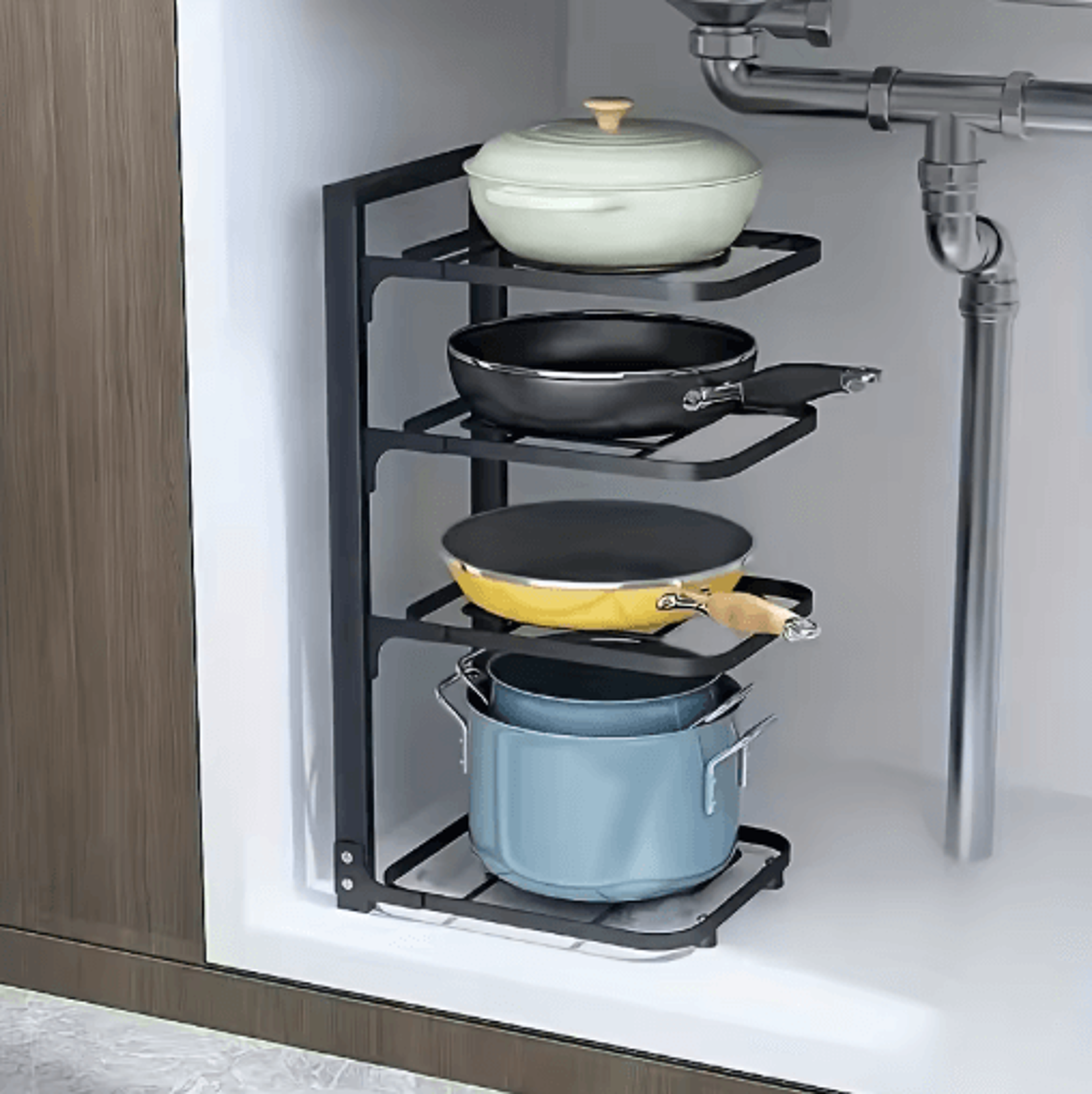 Adjustable Stainless Steel Pot Rack Organizer Multi Layer Kitchen Pot  Pan Storage Rack 12