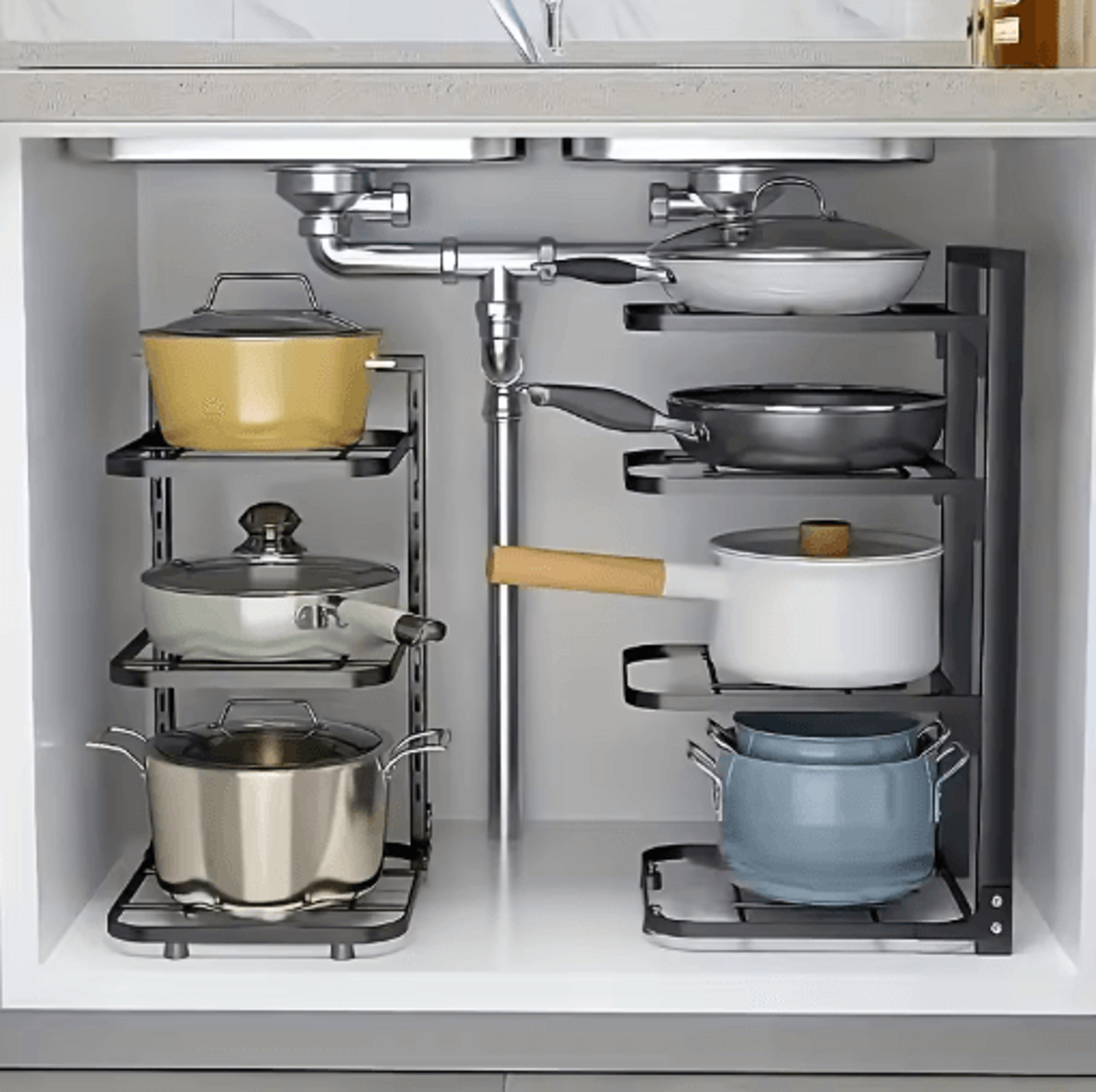 Adjustable Stainless Steel Pot Rack Organizer Multi Layer Kitchen Pot  Pan Storage Rack 13