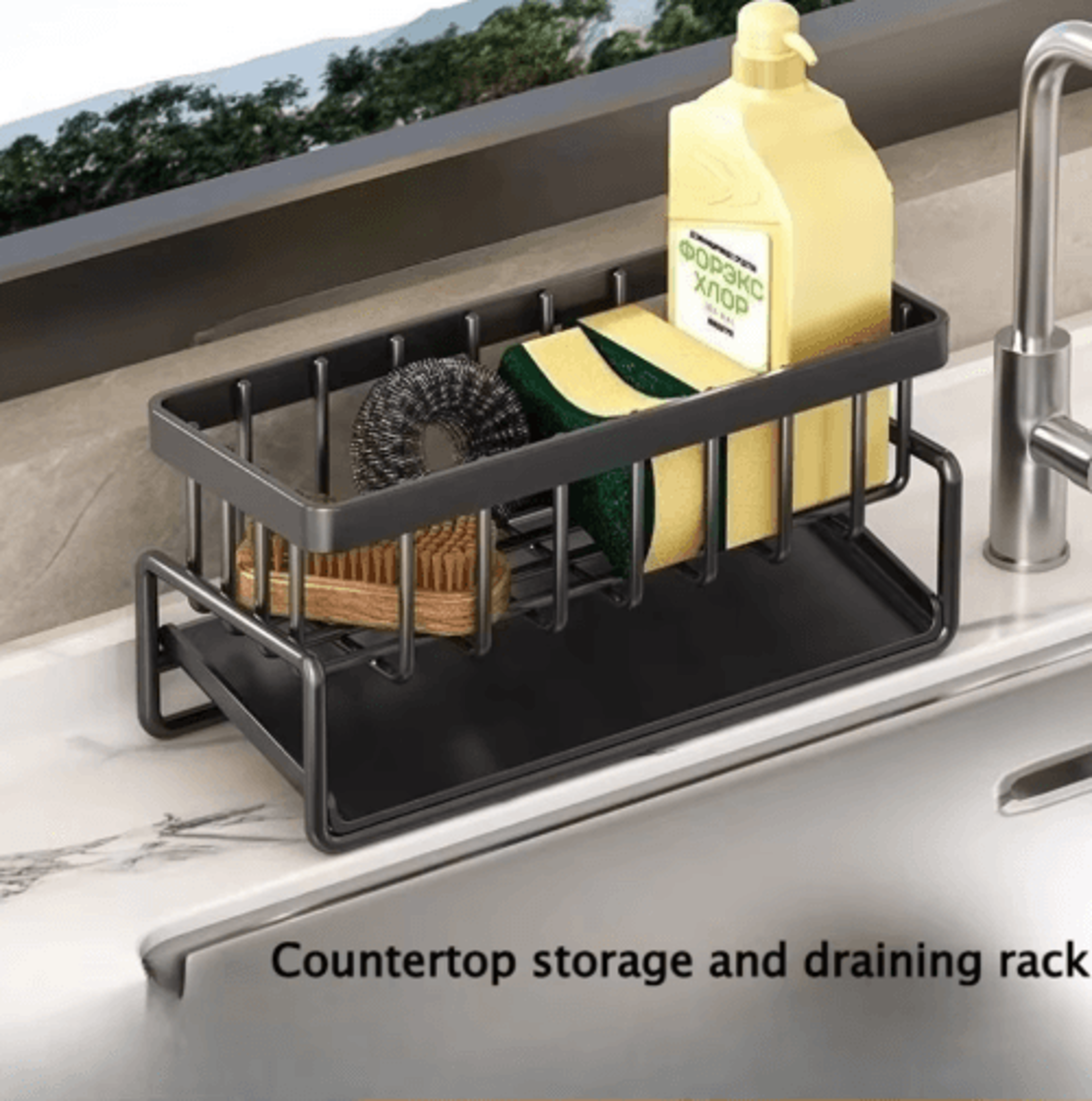 Stainless Steel Sink Organizer Multi Layer Drain Rack With Soap  Sponge Holder 4