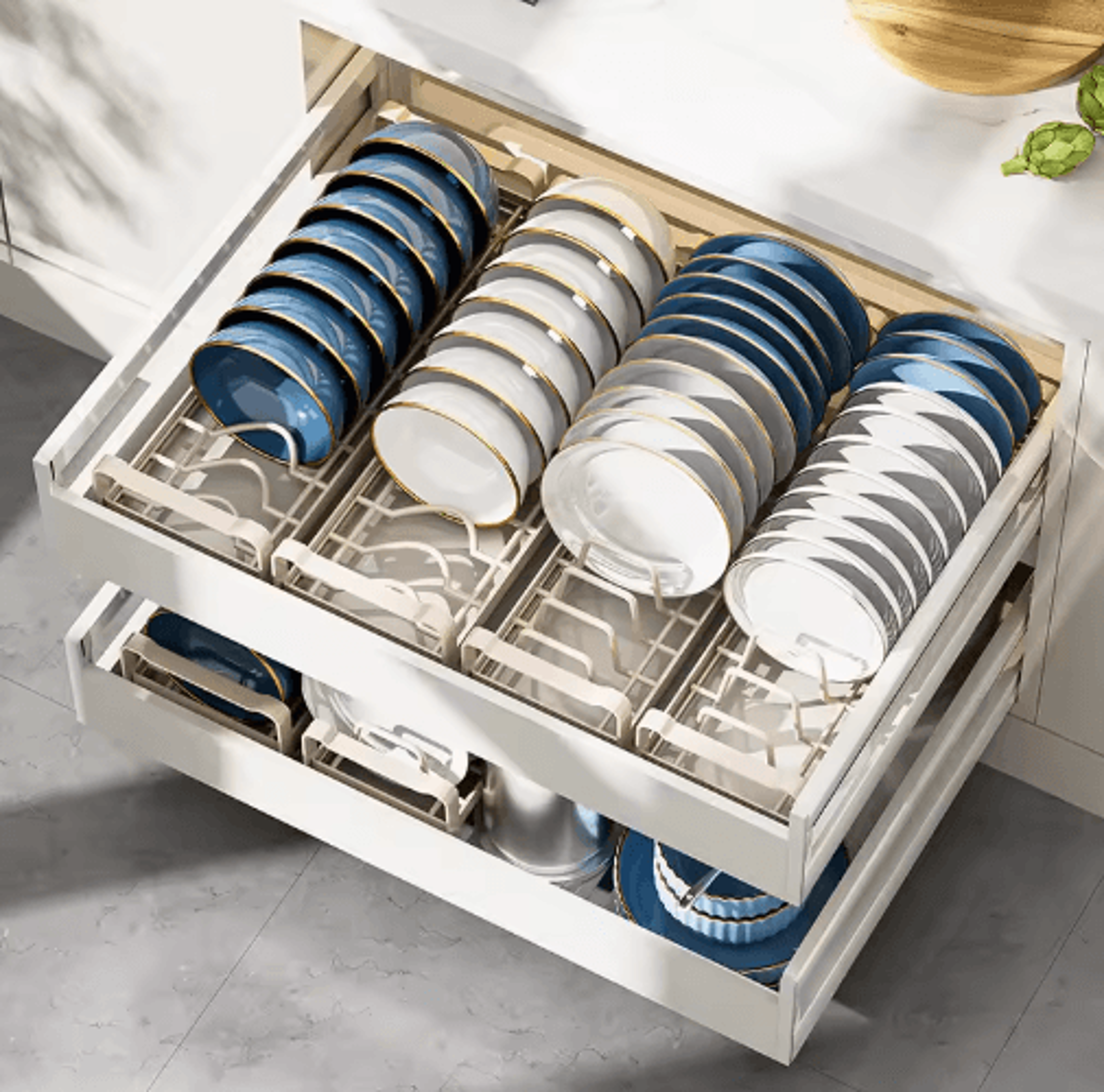 Pull Out Cabinet Dish Rack Stainless Steel Plate  Bowl Storage Drawer Organizer 20