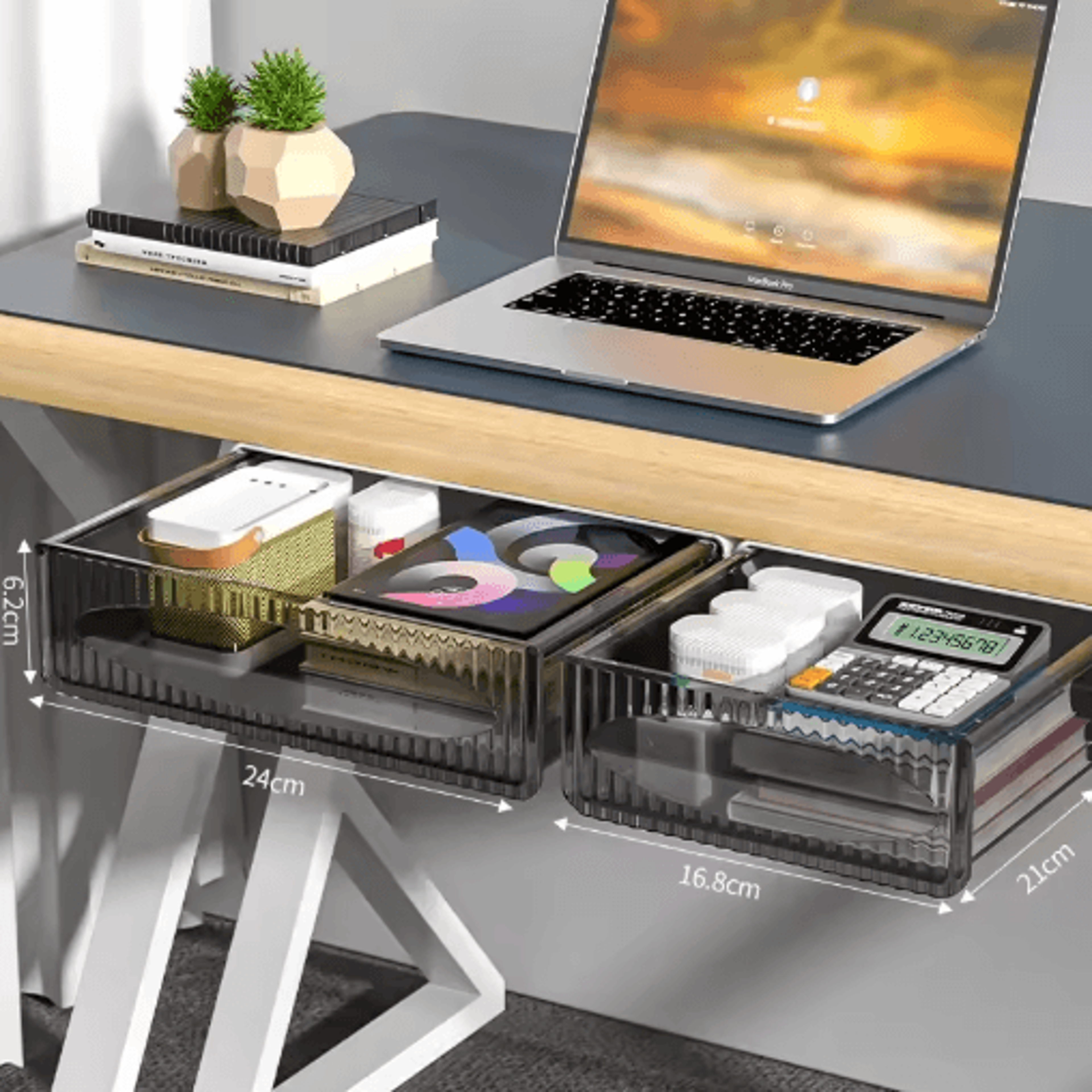 SpaceSaver Under Desk Drawer  Hidden Pull Out Storage Box Organizer 0