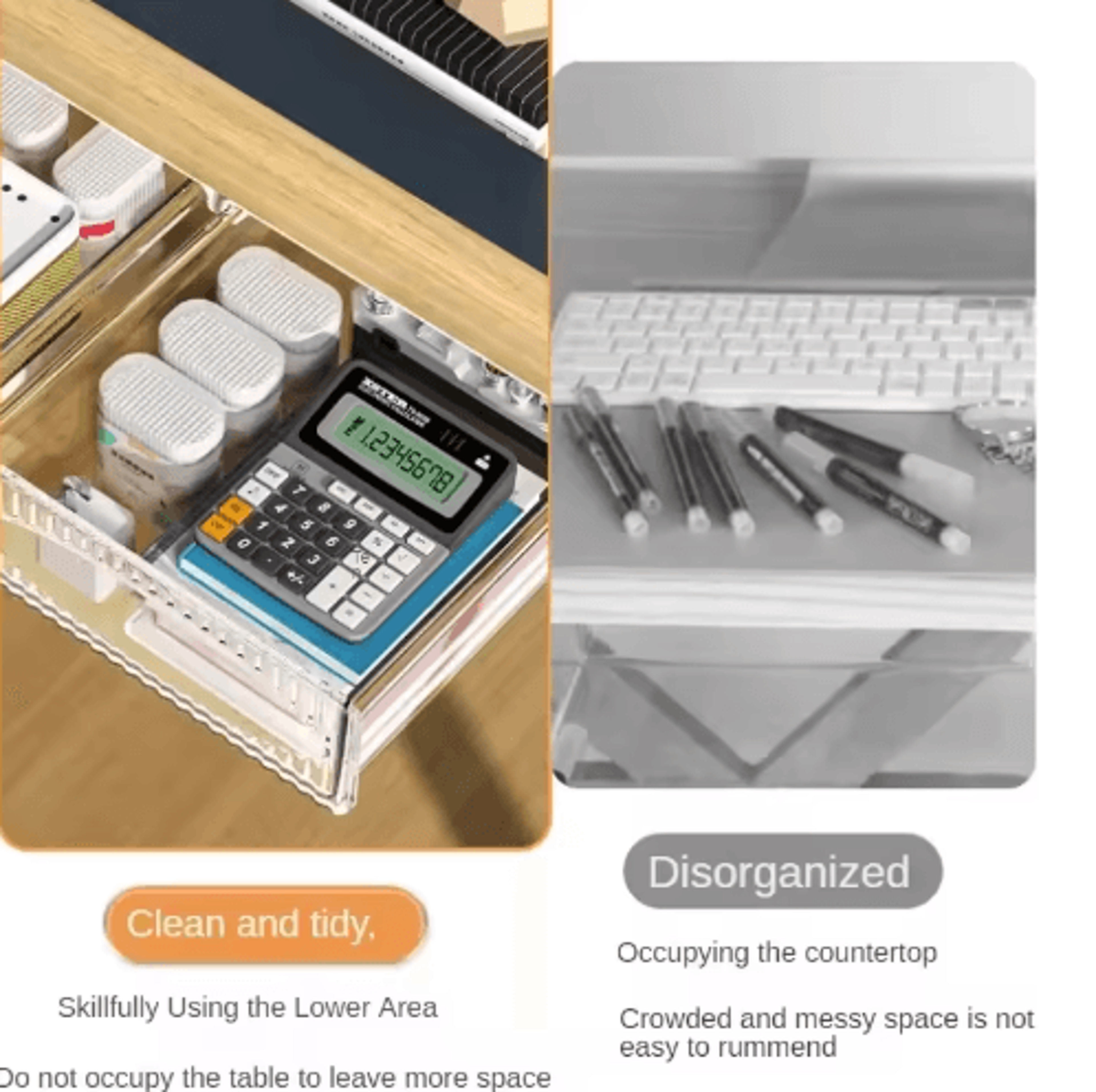 SpaceSaver Under Desk Drawer  Hidden Pull Out Storage Box Organizer 7