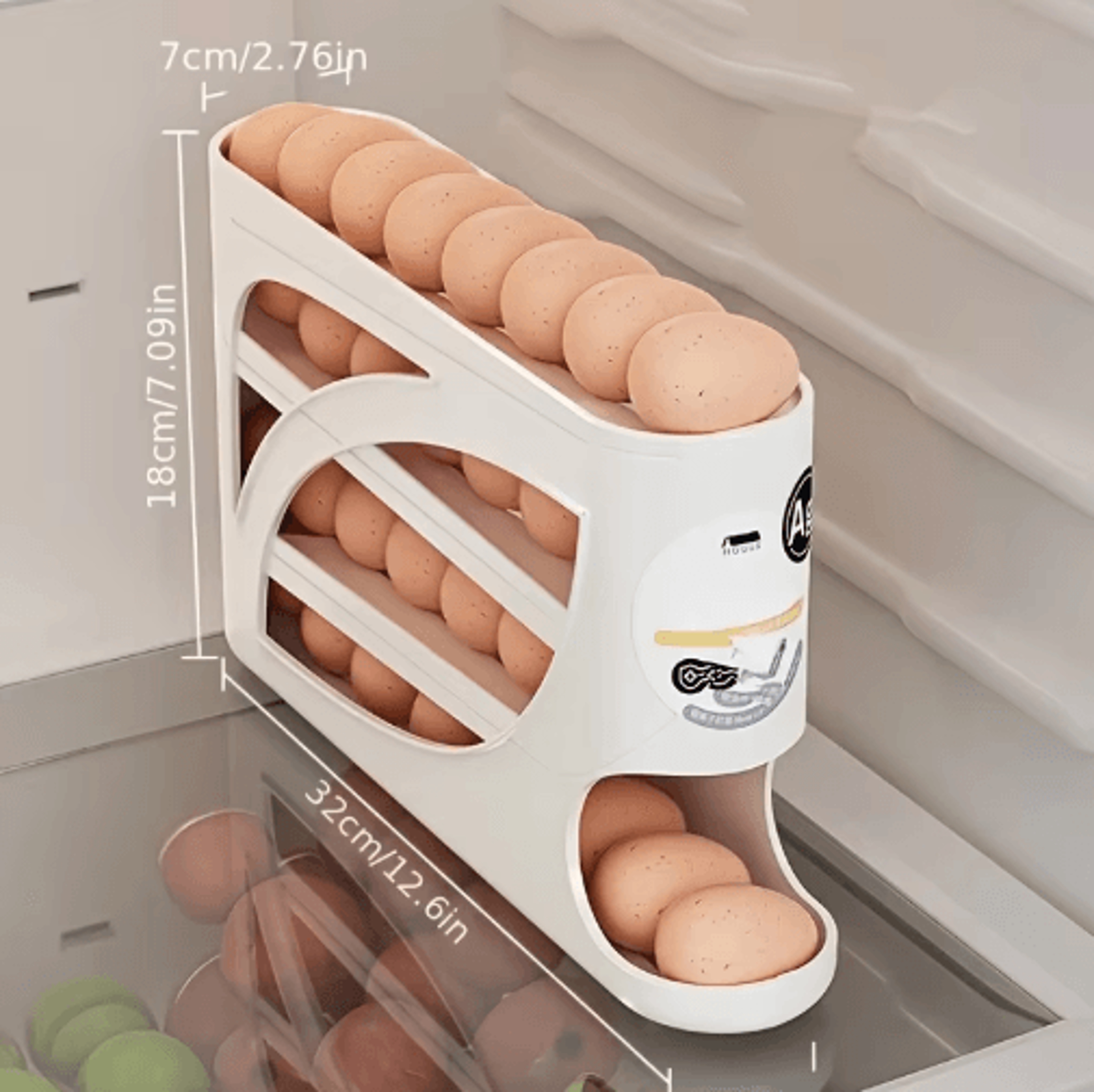 3Tier Rolling Egg Storage Container For Refrigerator  Holds 24 Eggs 5