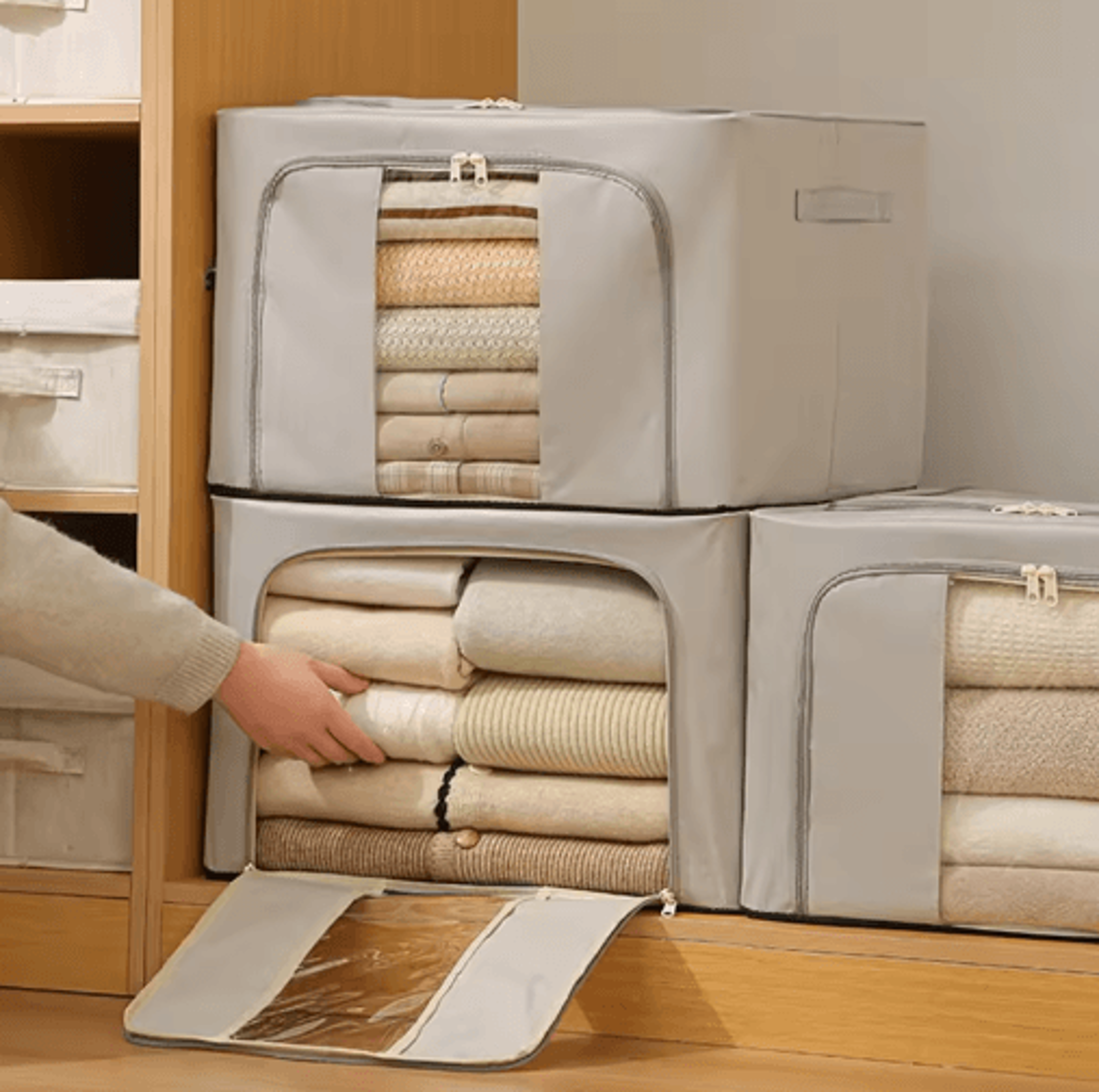 Foldable Large Capacity Clothing Storage Box With Visible Window 0