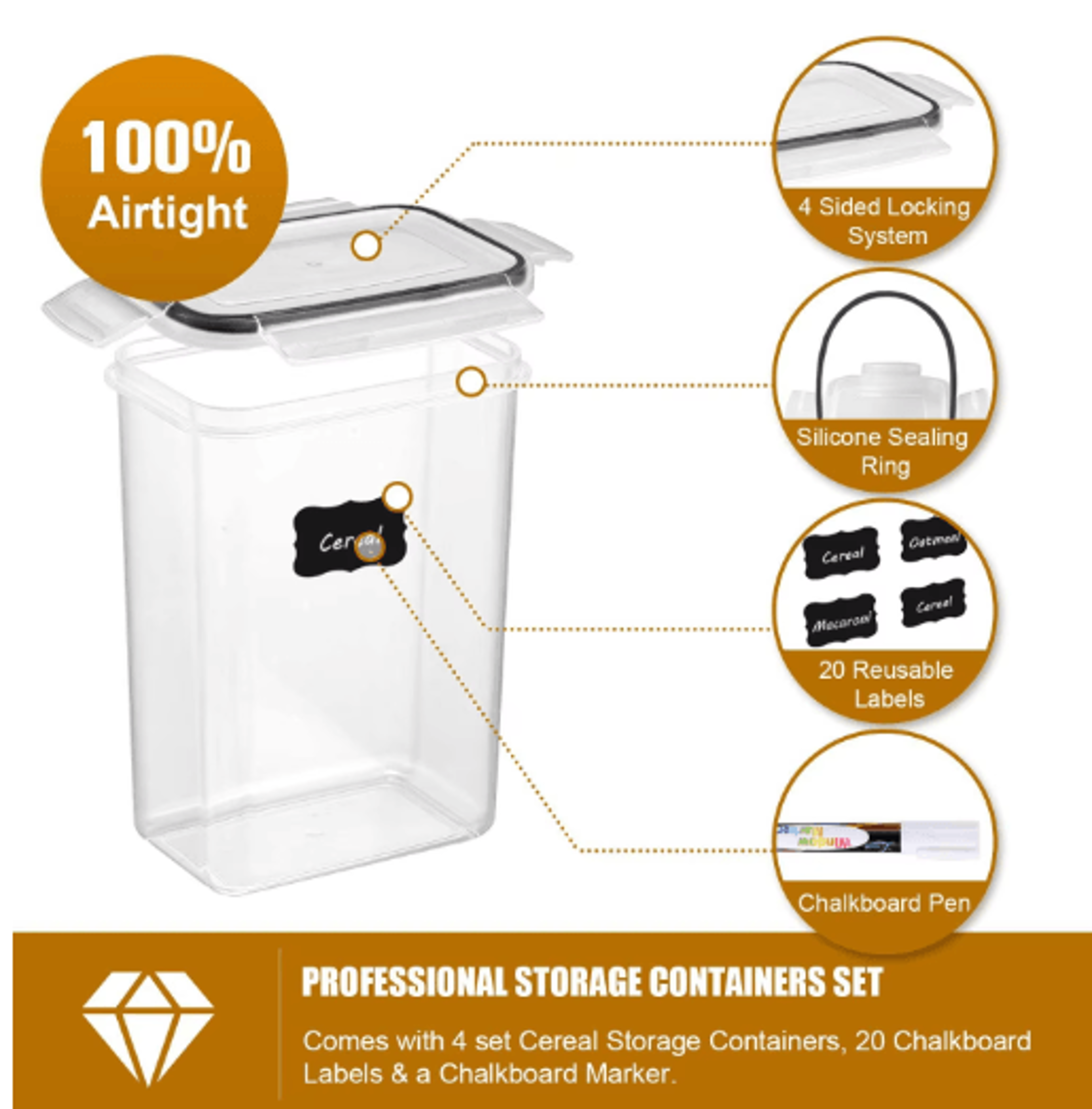 7Piece Airtight Food Storage Container Set With Labels And Pen 4