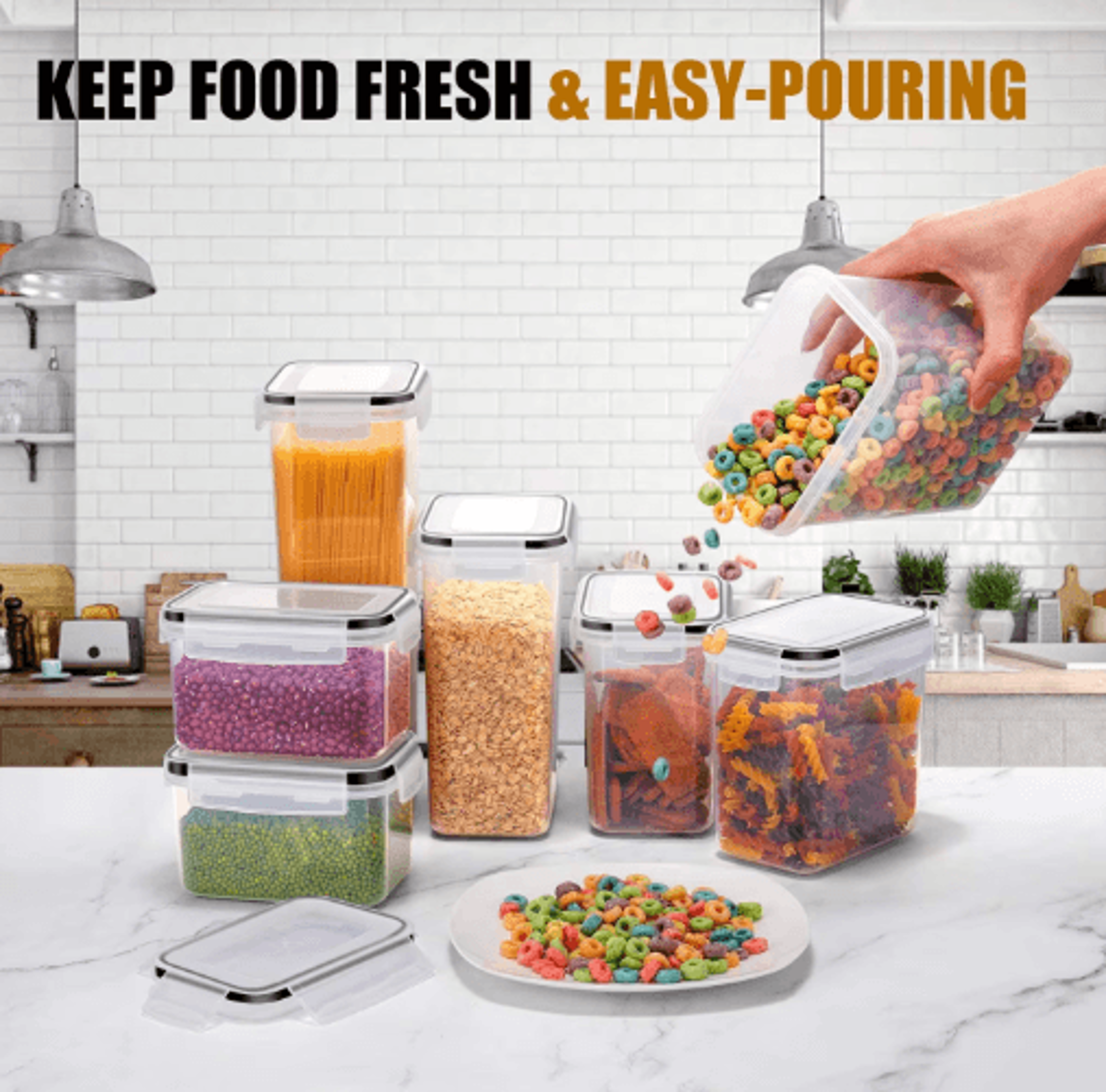 7Piece Airtight Food Storage Container Set With Labels And Pen 0