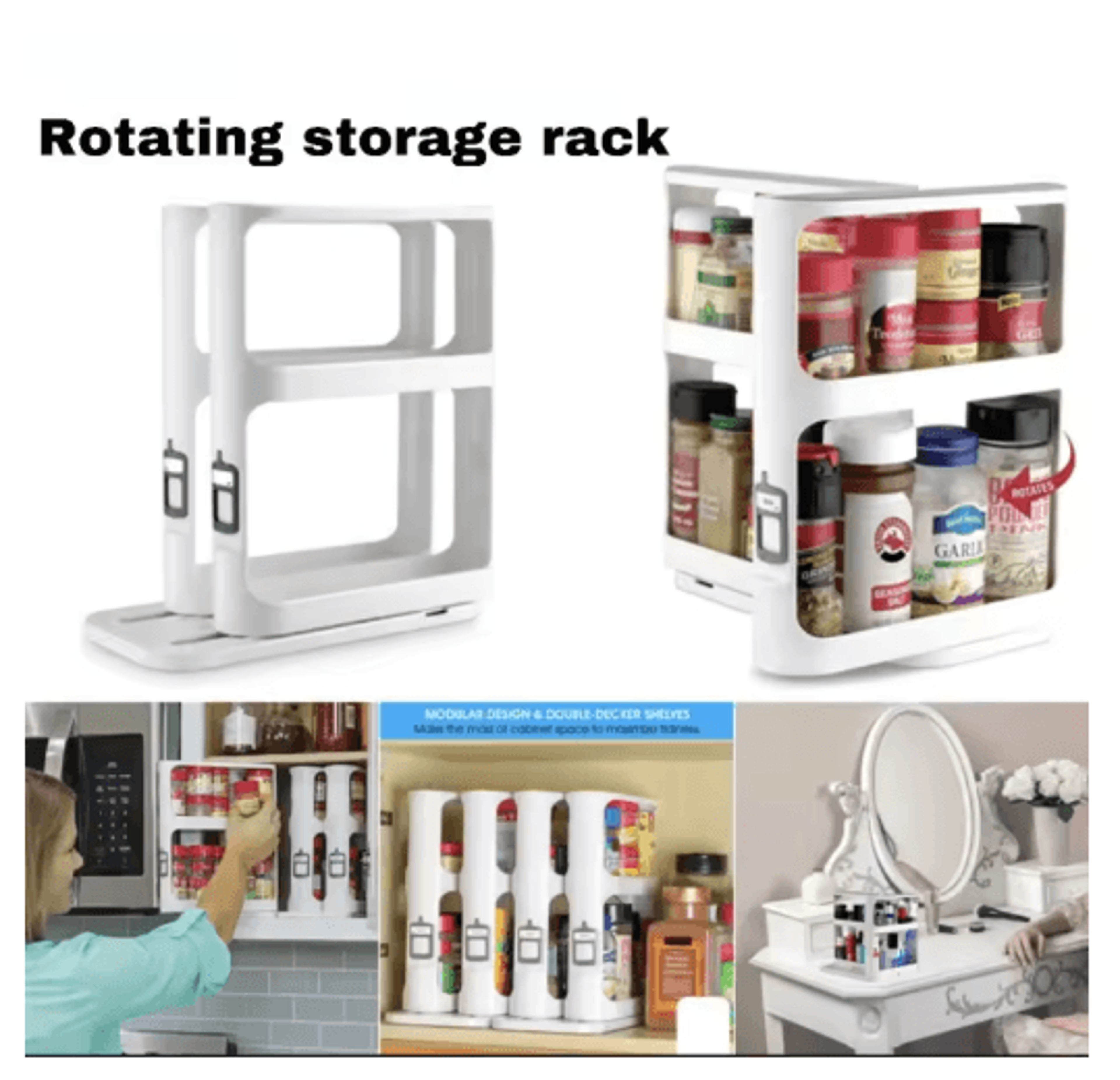 360 PullOut Rotating Spice Rack MultiLayer Kitchen Cabinet Organizer 8