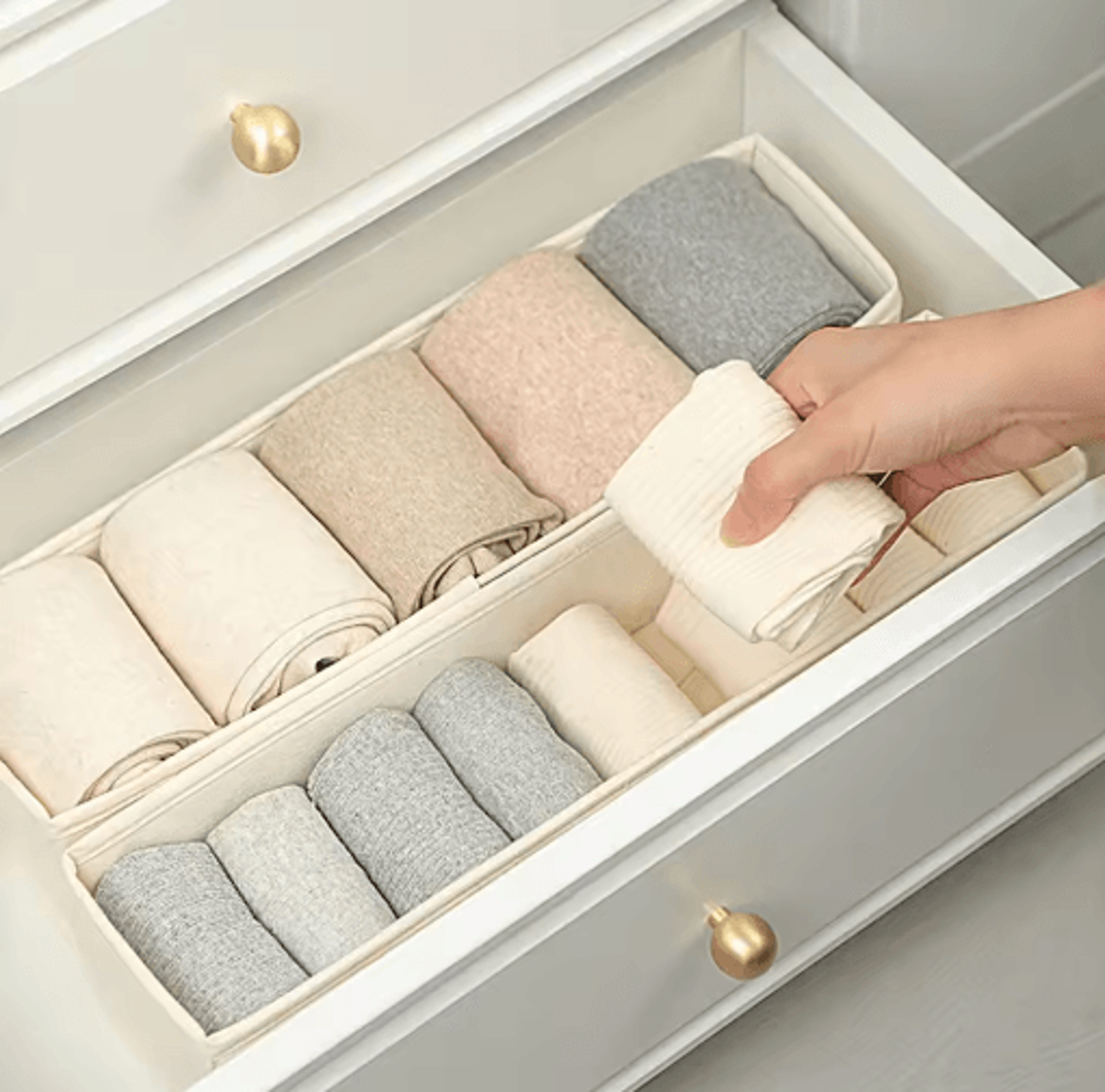 Long Foldable Fabric Storage Bin Drawer Organizer For Socks  Underwear 2