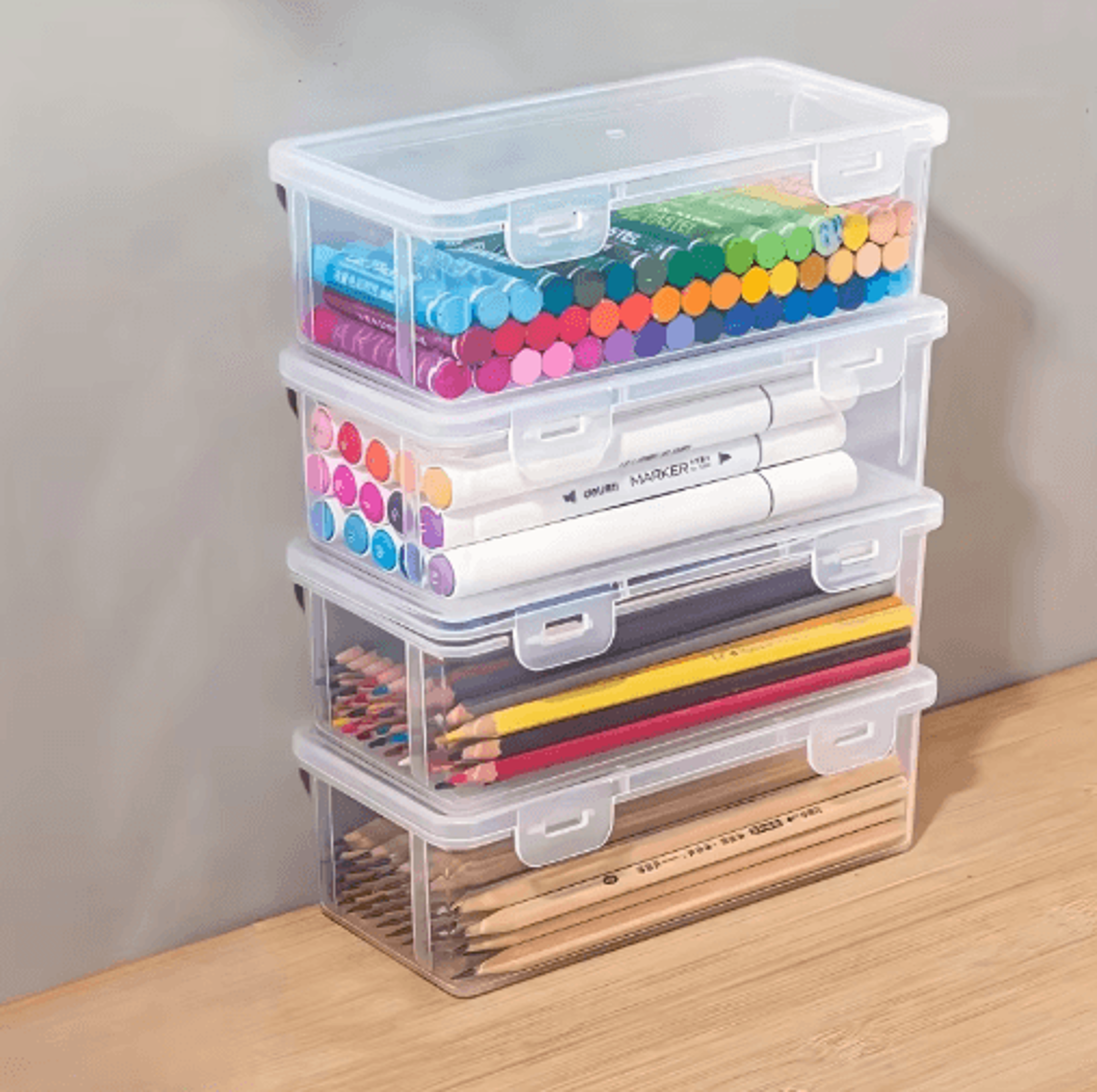 ClearStack Transparent Plastic Pencil Box For Students And Everyday Storage 0