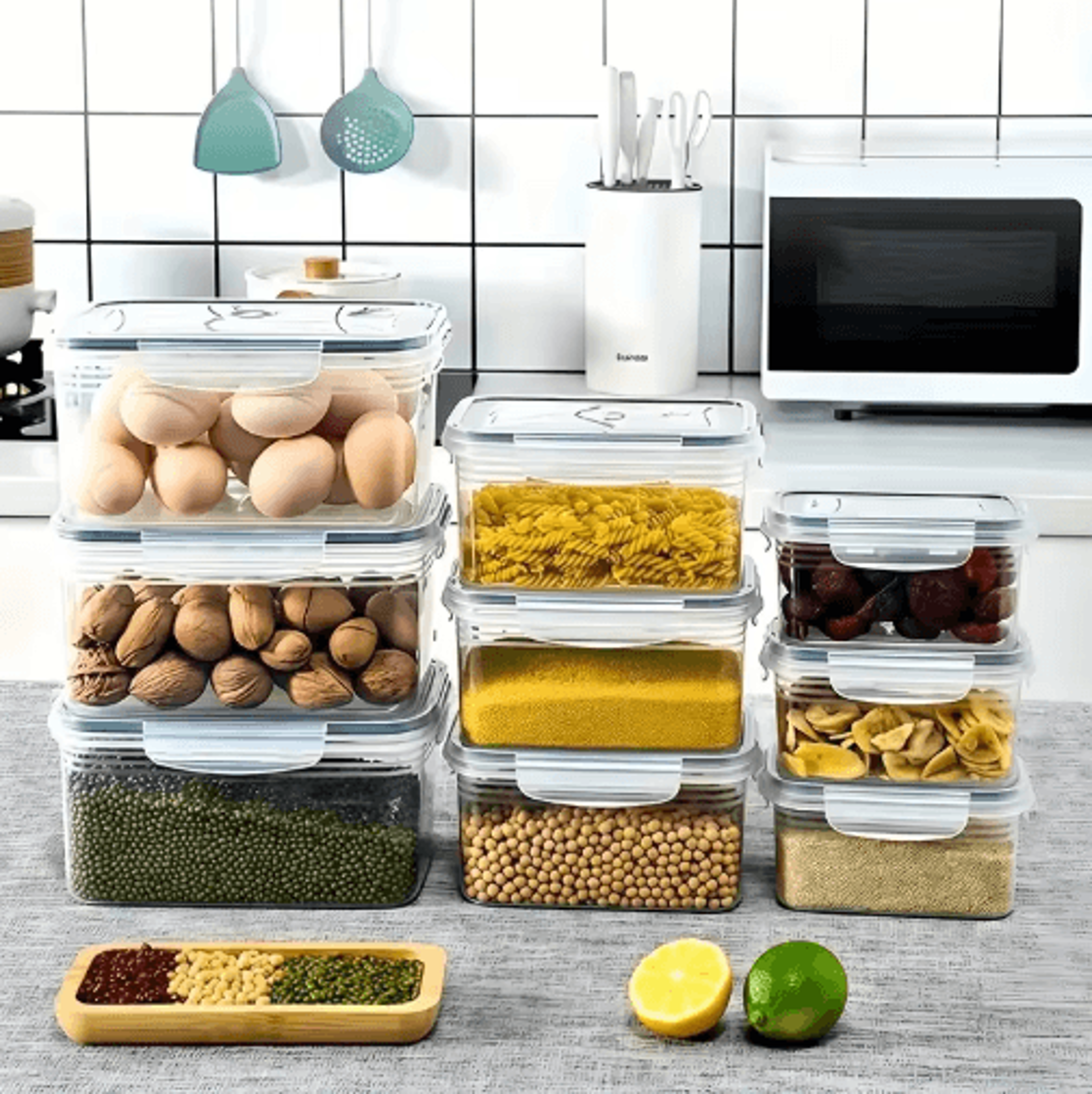 9 Piece Leak Proof Food Storage Container Set With Drain Baskets And Lids 5