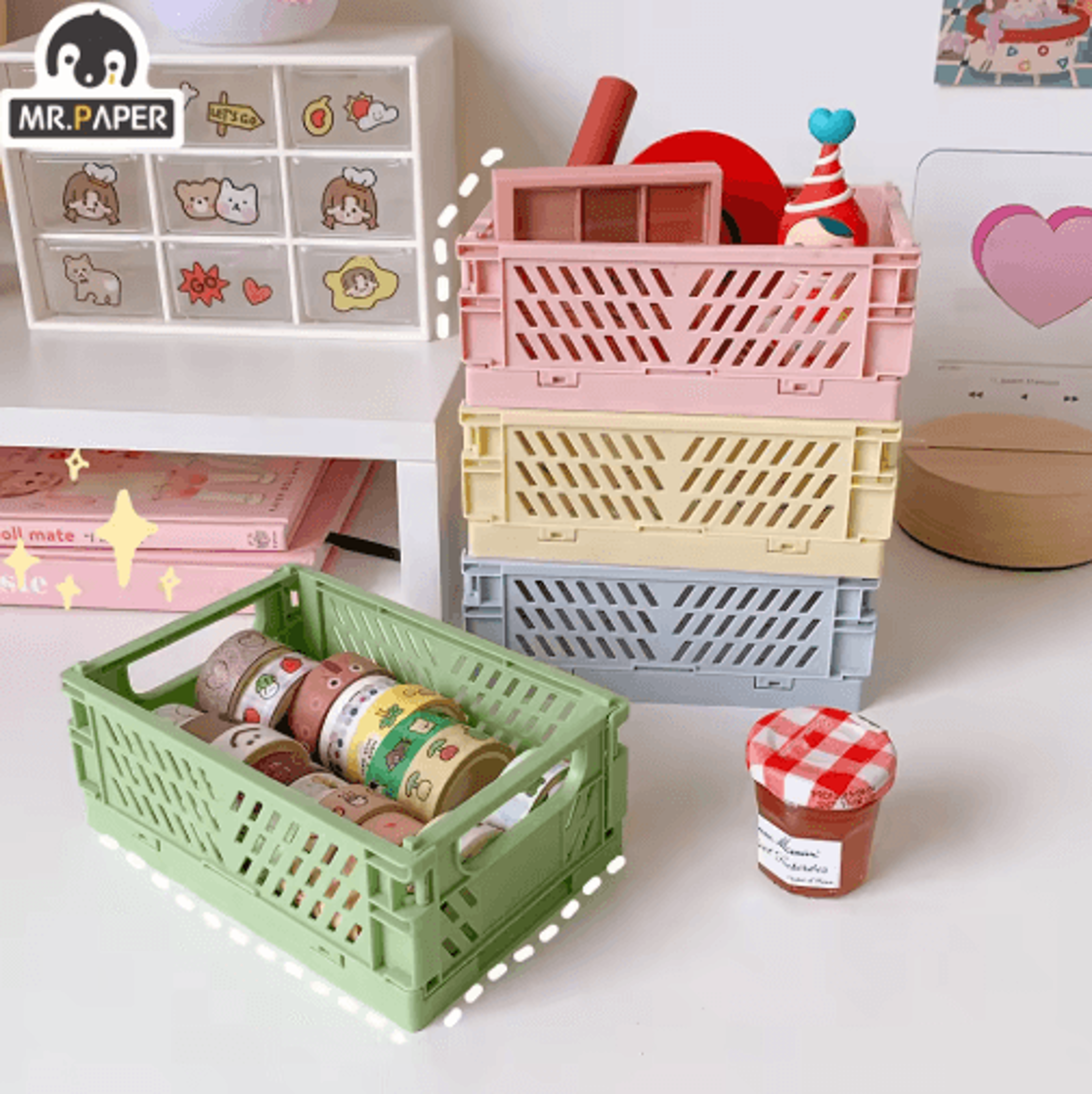 Mr Paper Stackable Foldable Plastic Desktop Stationery Organizer 0
