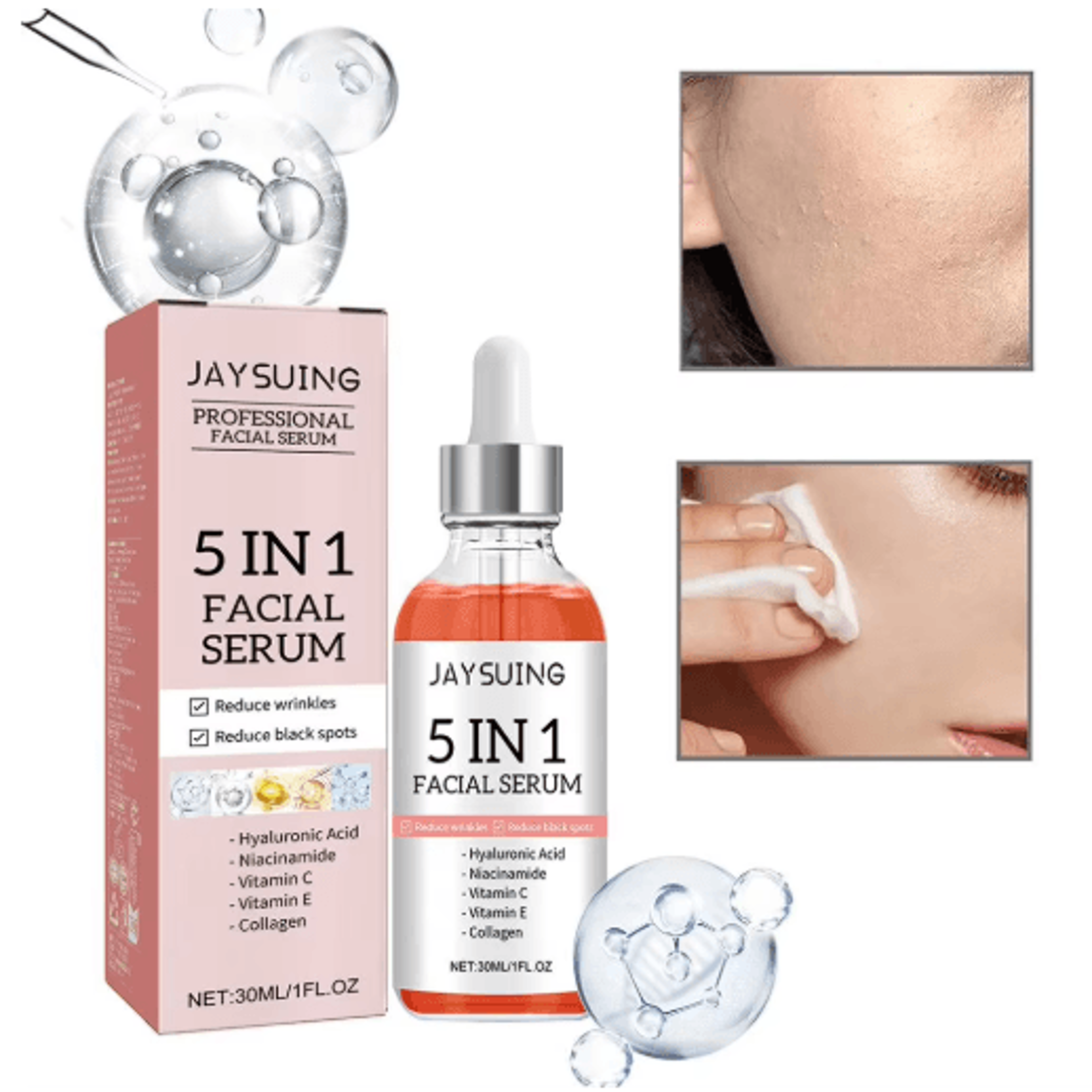5in1 Vitamin C Hyaluronic Acid Face Serum Firming  Pore Refining Skin Care 3