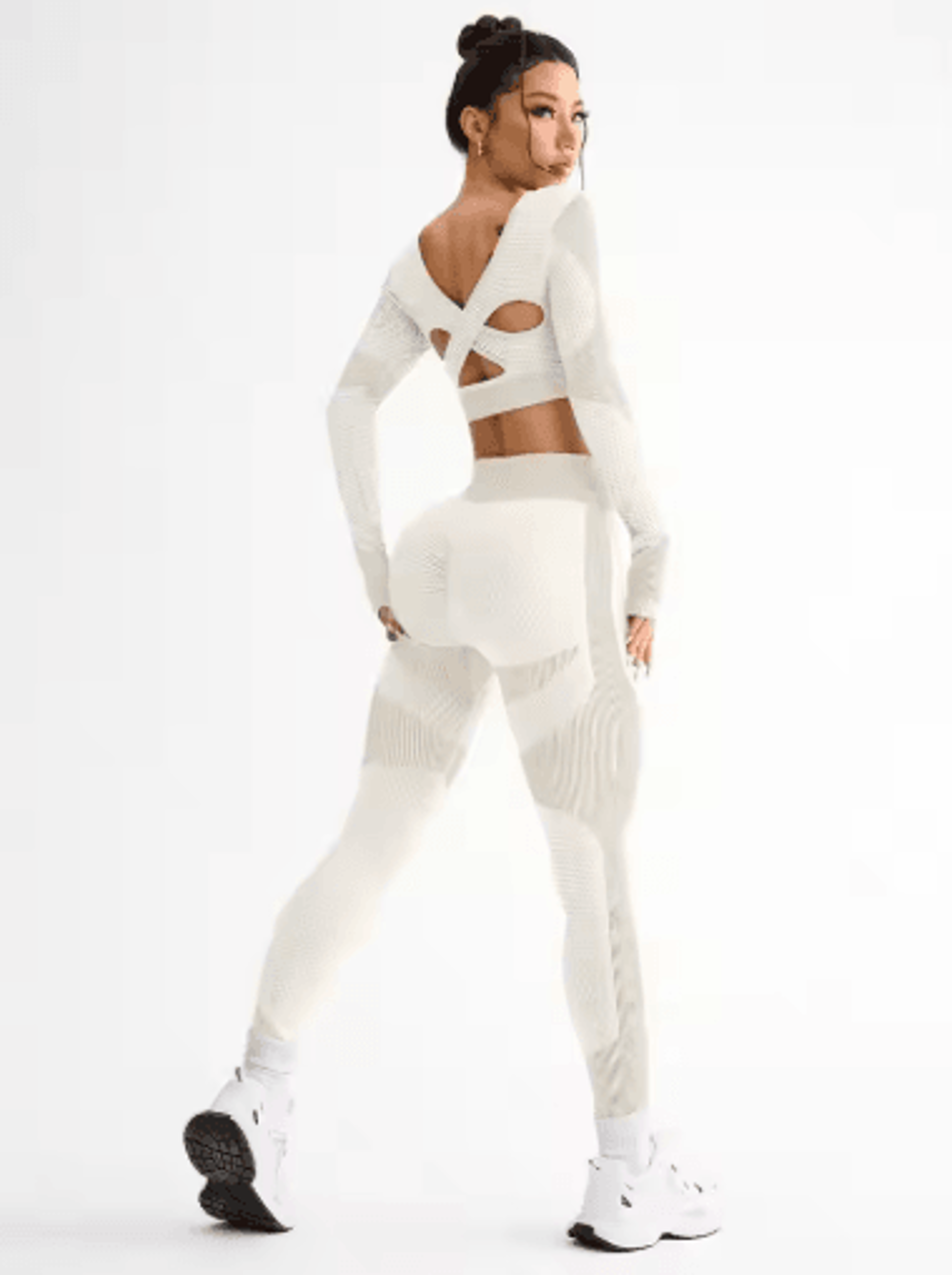 2Piece Seamless Womens Yoga  Running Set Breathable Fitness Suit 2