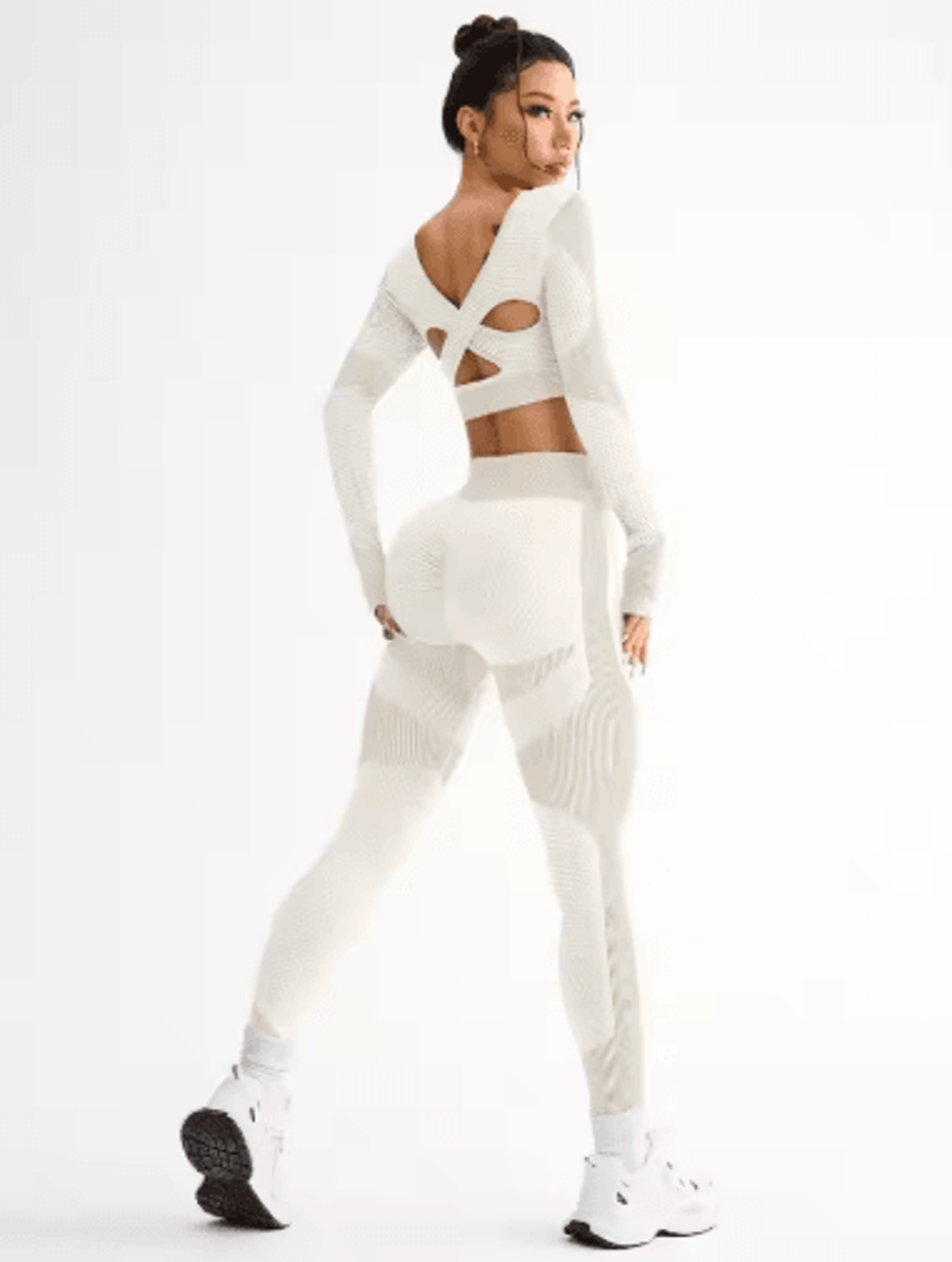 2Piece Seamless Womens Yoga  Running Set Breathable Fitness Suit 7