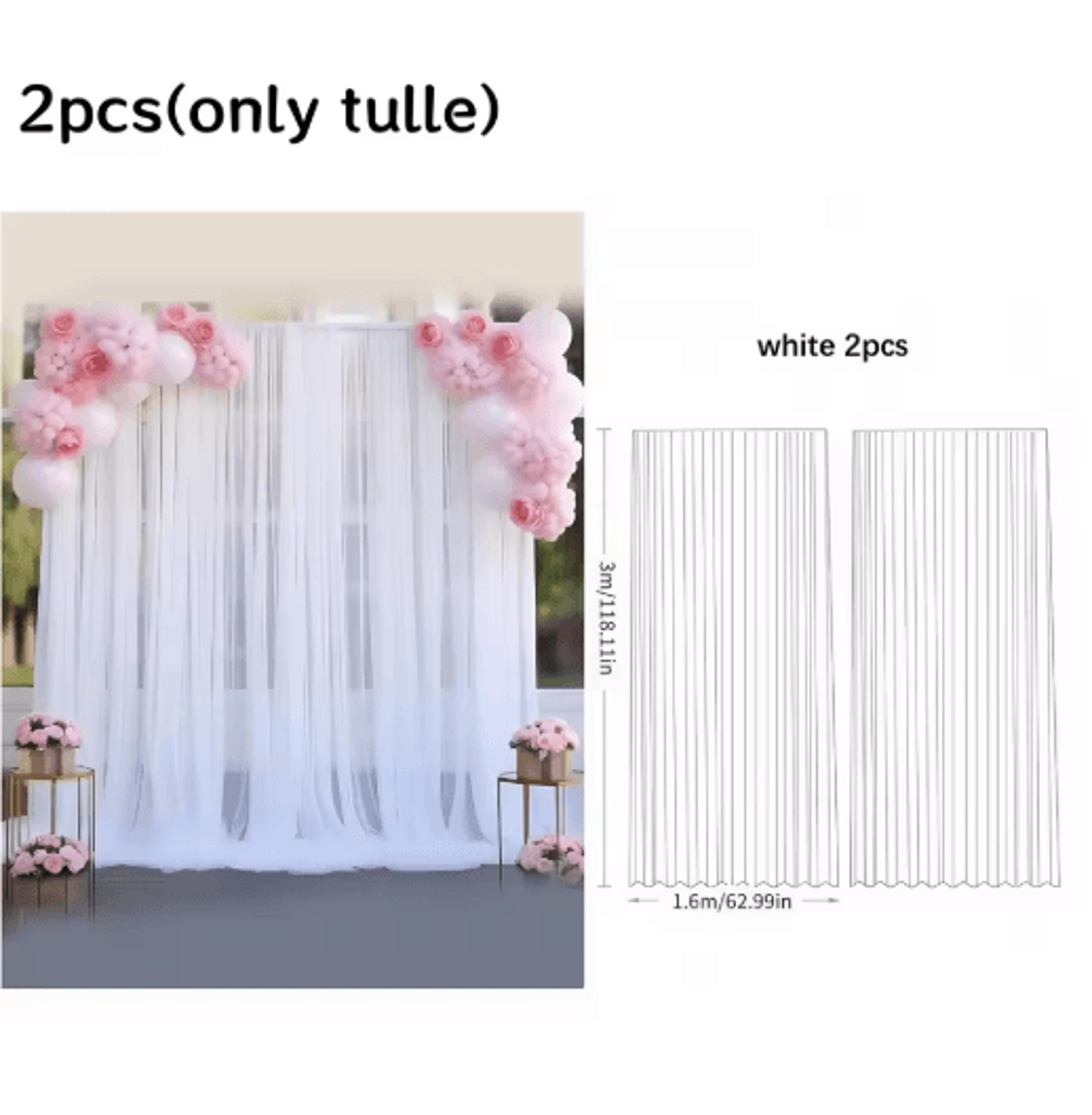 Dream Drape 3x3m Tulle Backdrop Curtains Elegant Wedding And Party Photography Backdrop With Option 1