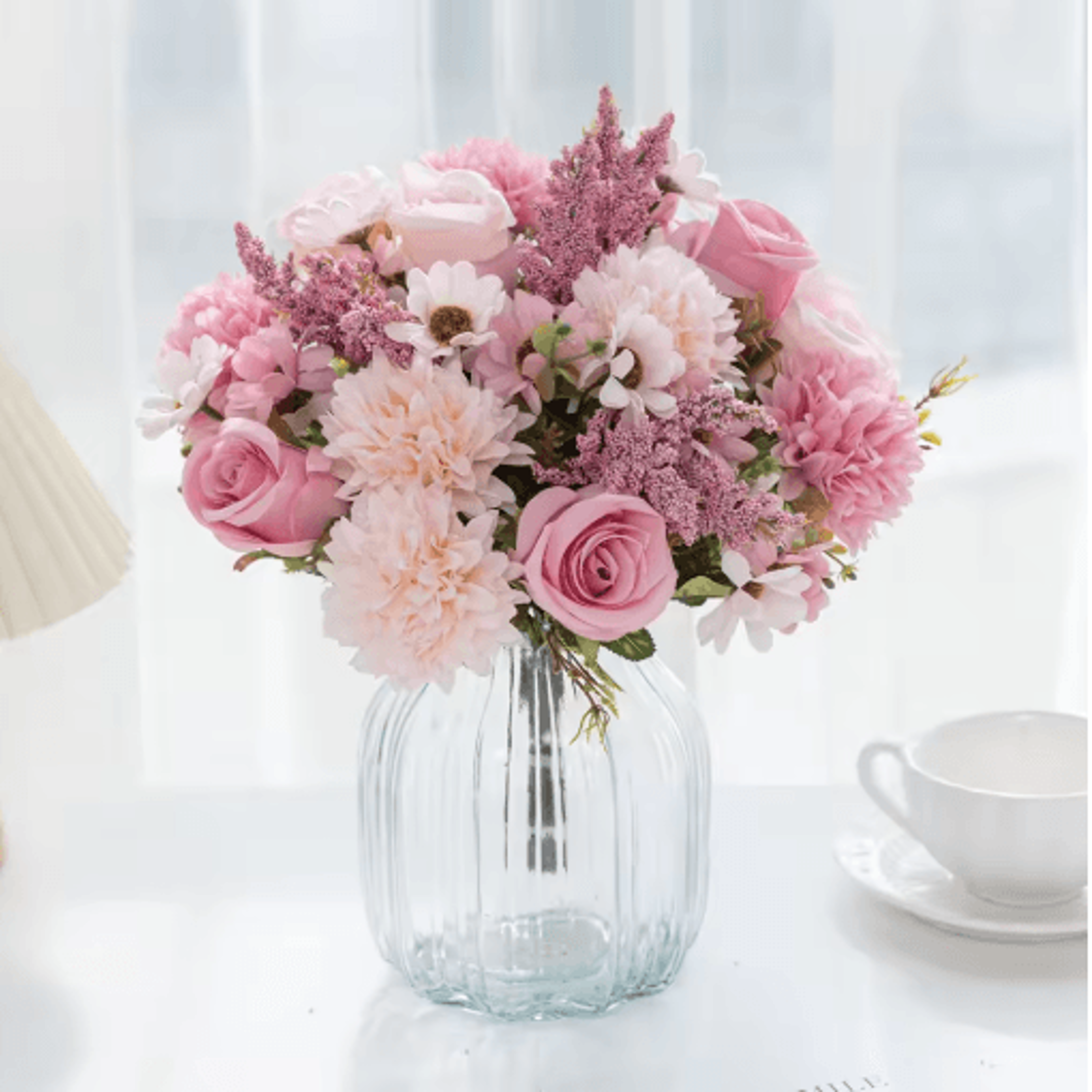 EverBloom Artificial Peony  Rose Hydrangea Bouquet Elegant Silk Flowers For Home  Wedding Decor 6