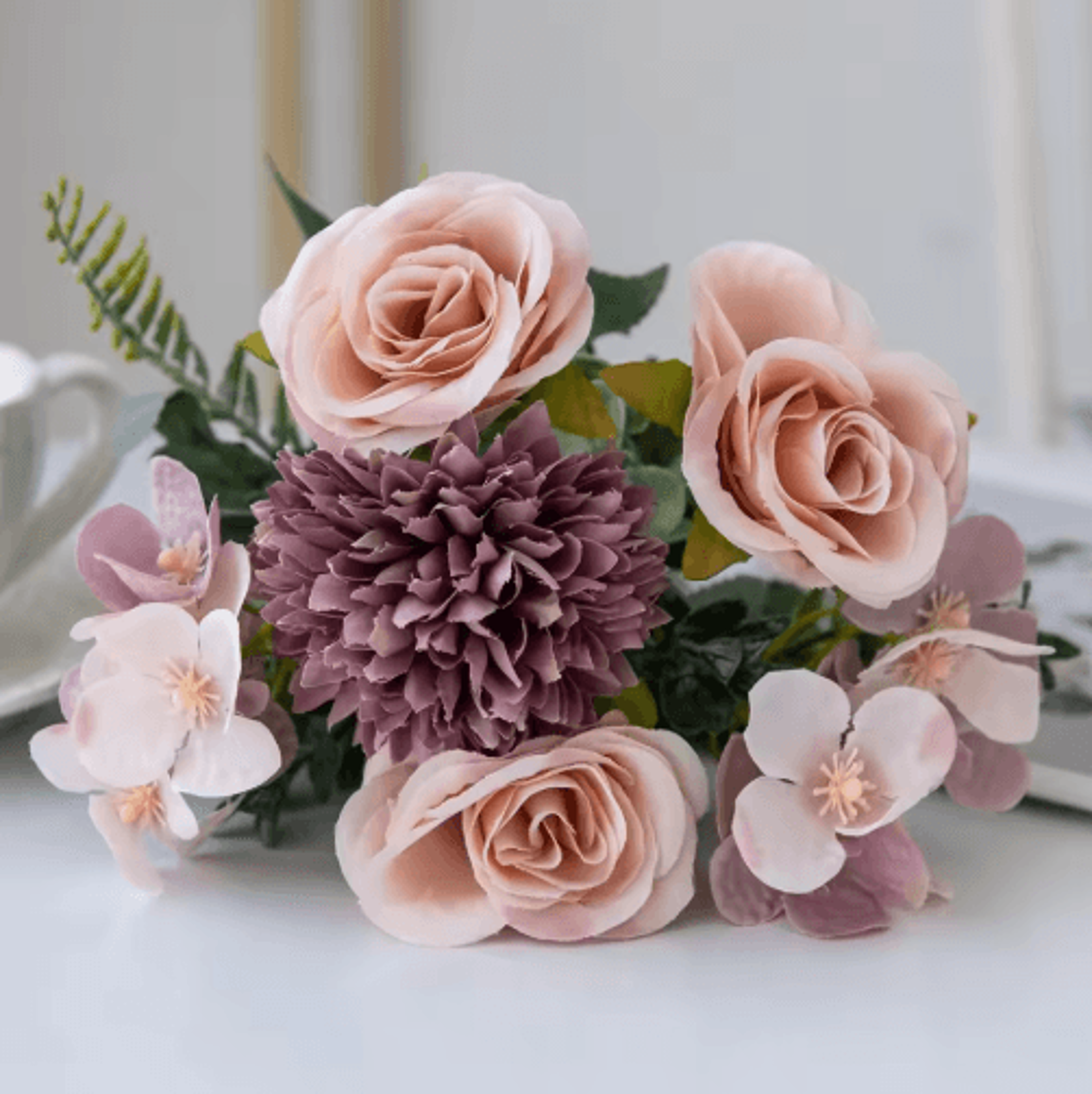 VintageBloom Silk Rose Bouquet  Retro Peony  Hydrangea Artificial Bridal Flower Arrangement 5