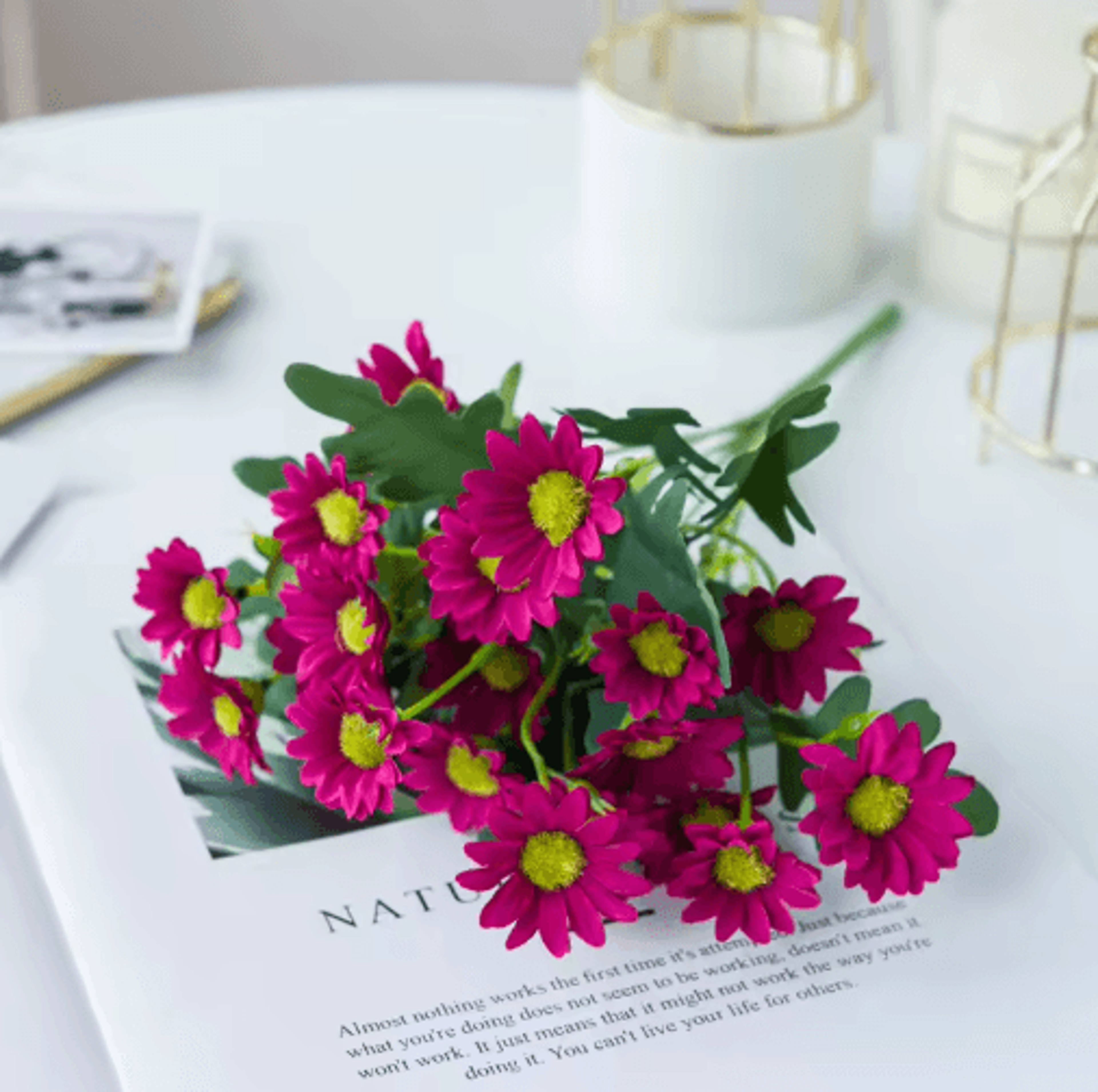 AutumnBloom 21Head Silk Daisy Bouquet  Artificial Floral Decor For Home  Wedding 3