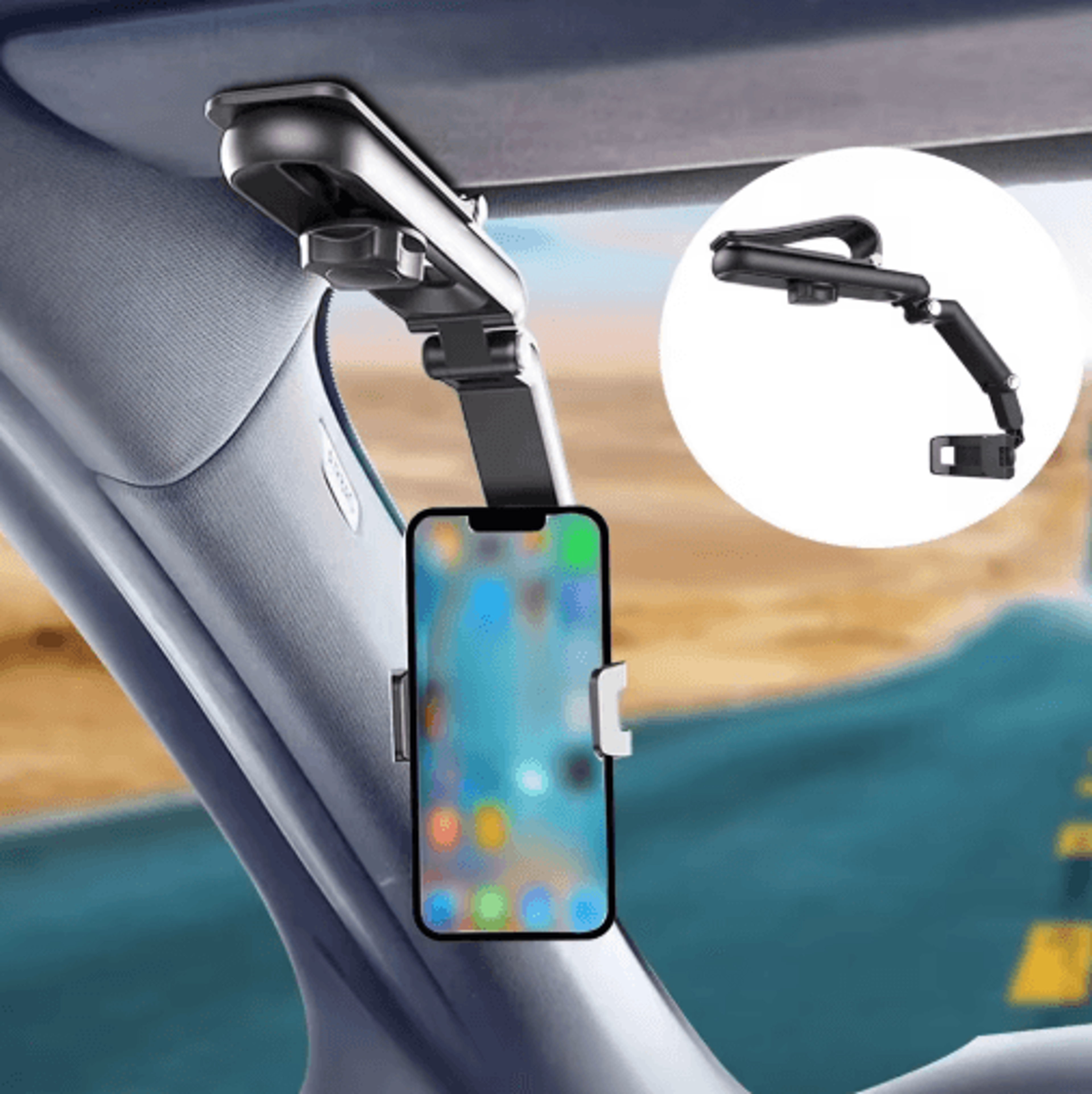 visorview 360° sun visor phone holder – adjustable car visor mount for smartphones