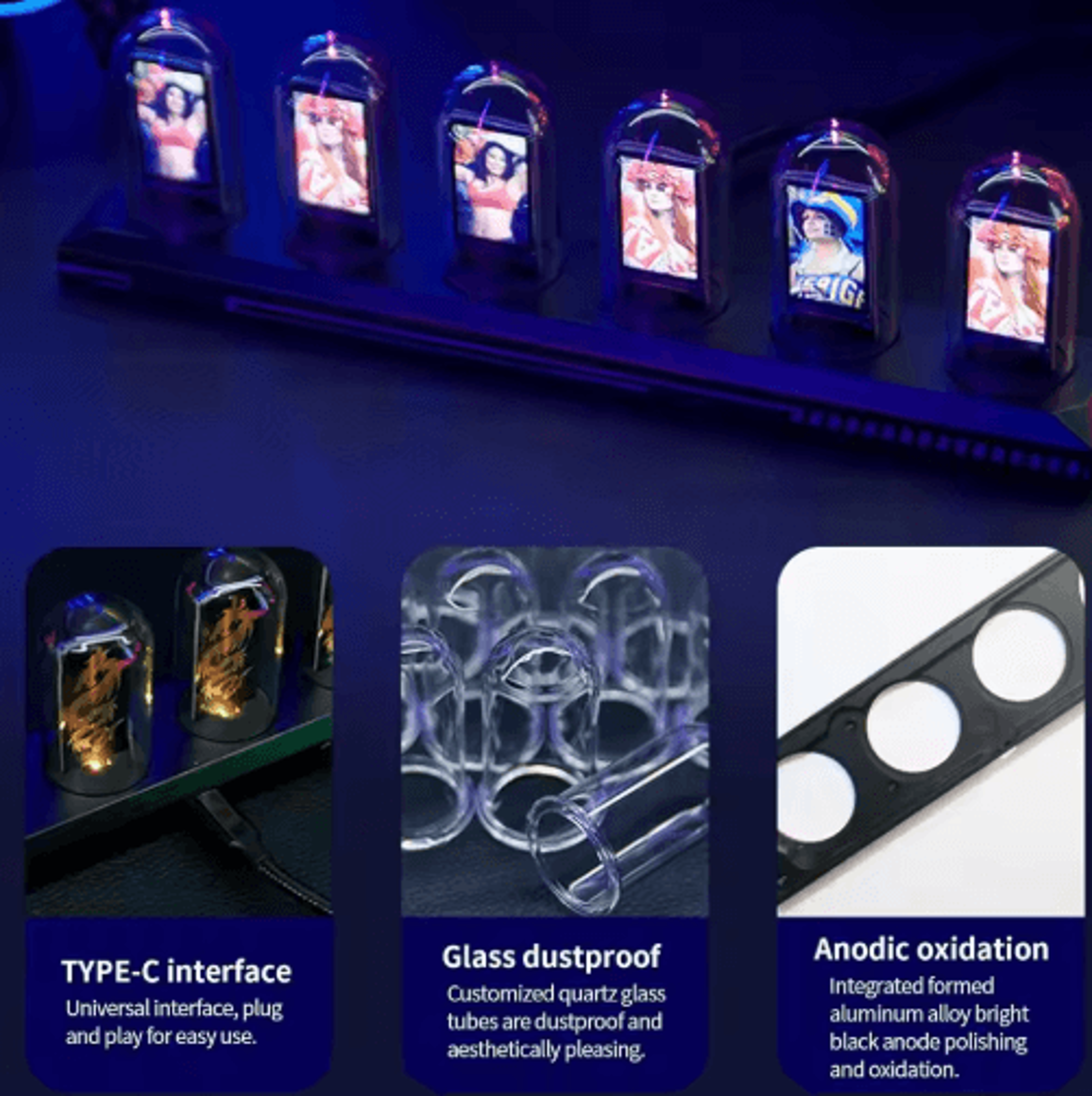 DIY Nixie Tube Clock Kit  IPS Display AppControlled Digital Desk Clock 3