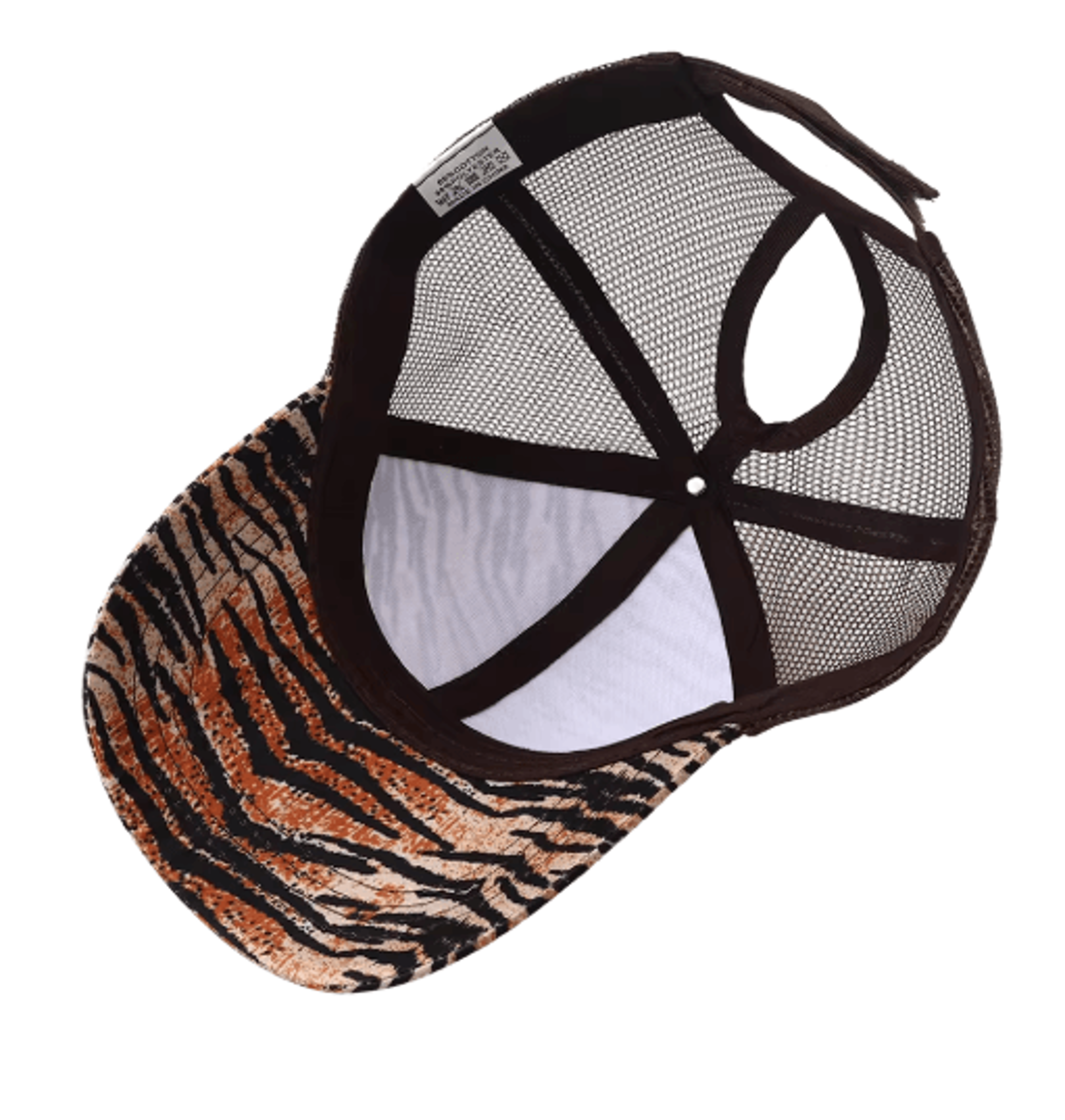 Leopard Print High Ponytail Trucker Hat Breathable Womens Mesh Snapback Cap 7