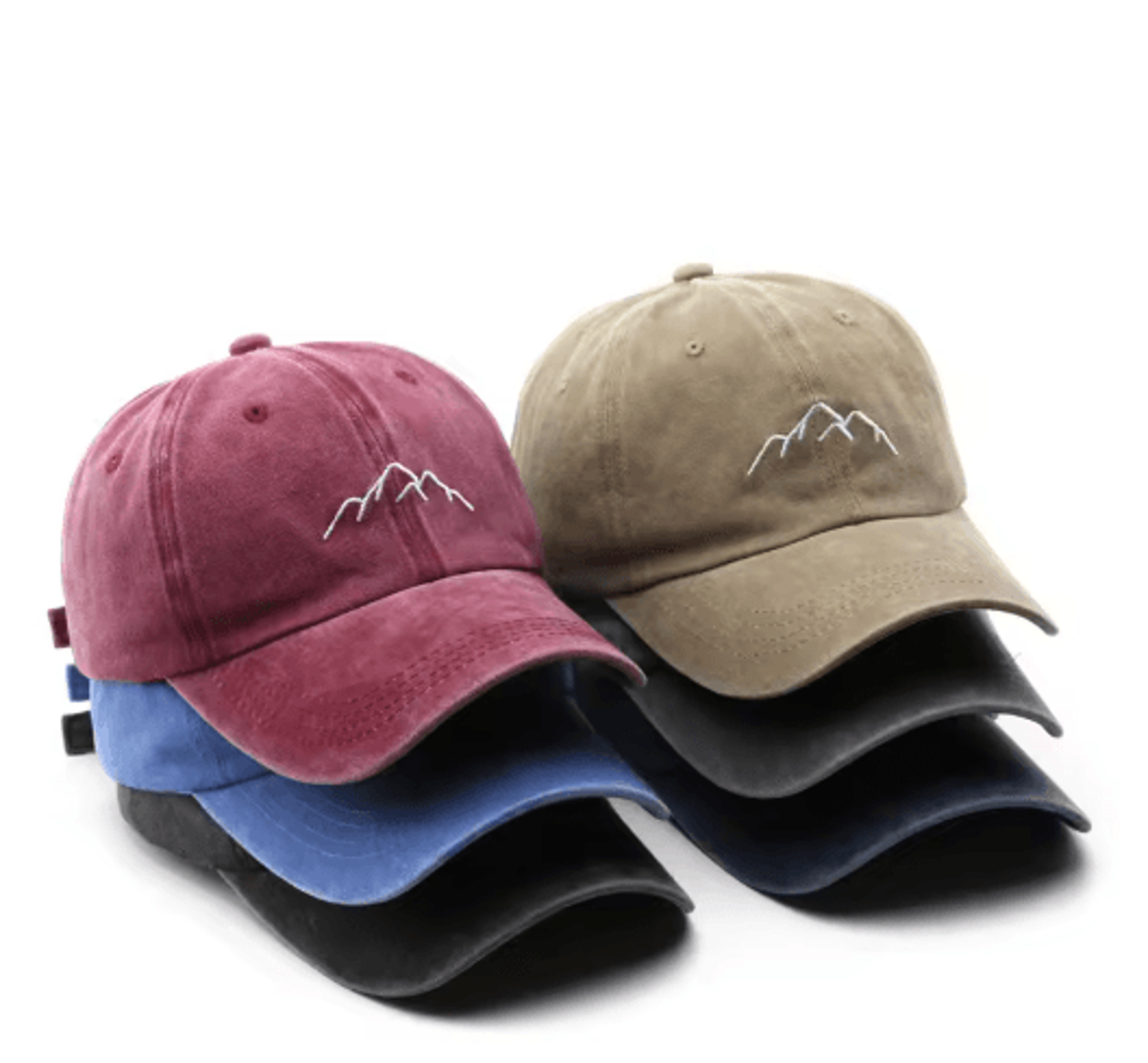 Retro Washed Cotton Mountain Embroidery Baseball Cap  Adjustable Unisex Streetwear Hat 9
