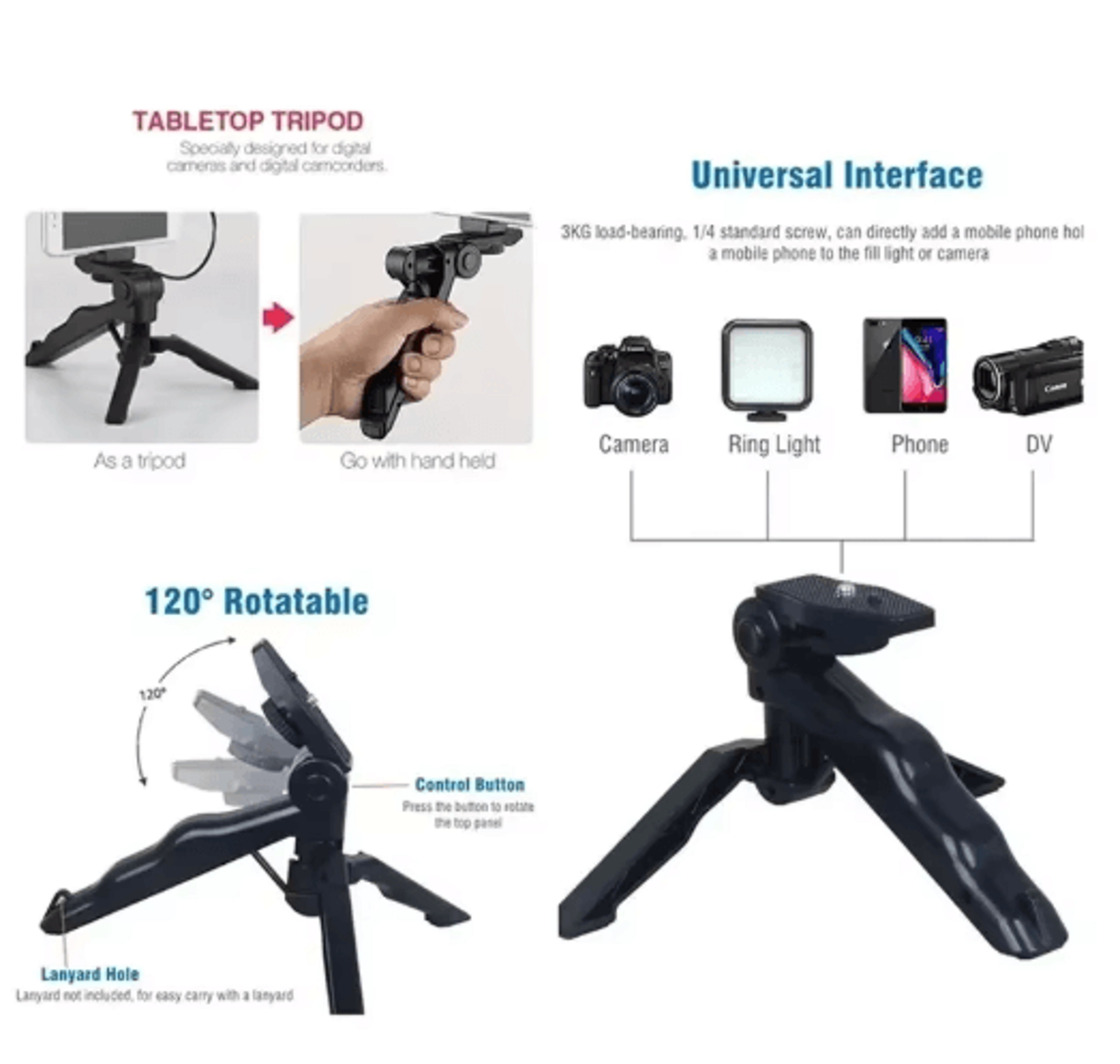 AllinOne Smartphone Vlogging Kit  Tripod Microphone  LED Light Starter Set 3