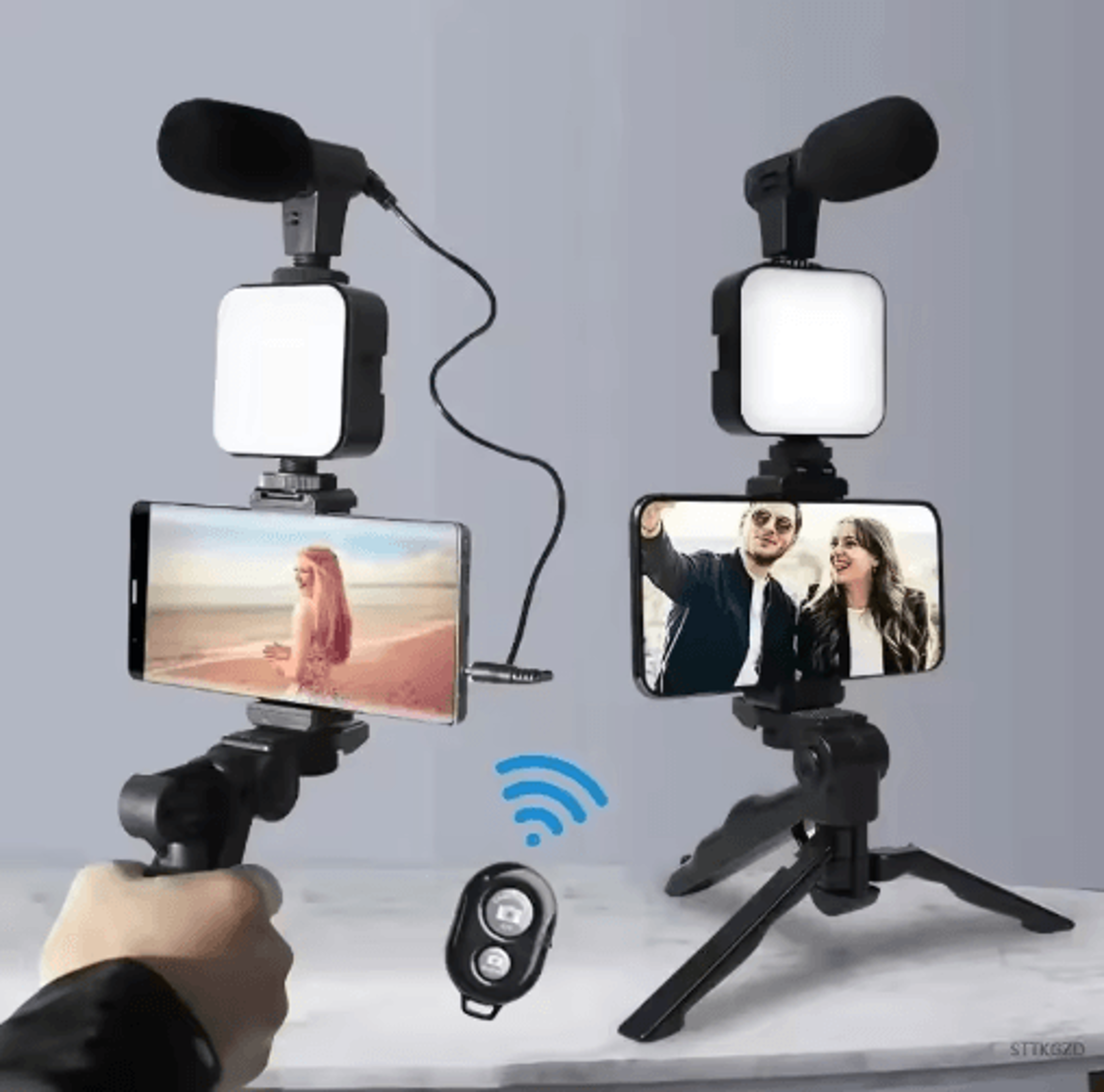AllinOne Smartphone Vlogging Kit  Tripod Microphone  LED Light Starter Set 0