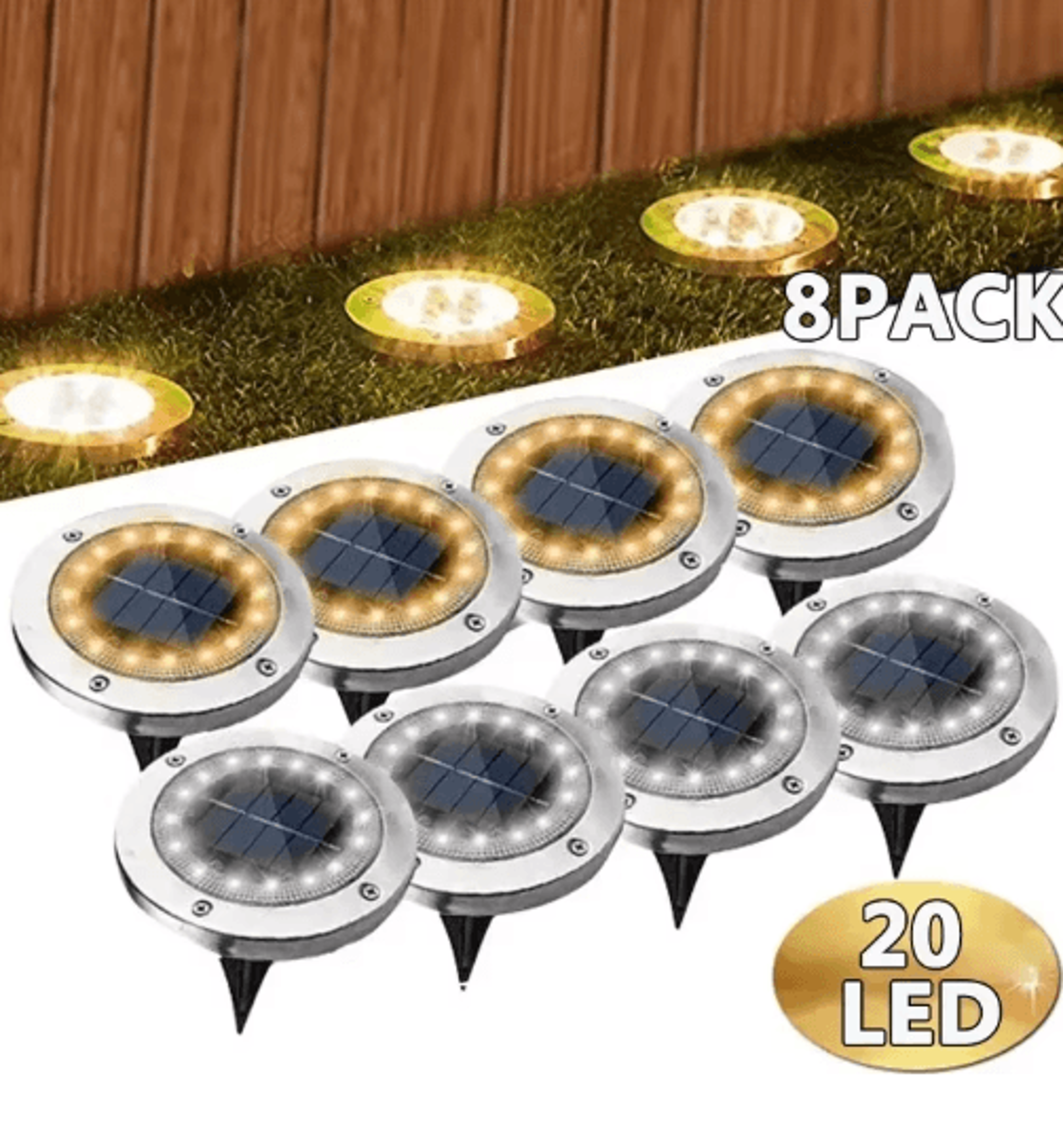 LED Solar Ground Lights  Waterproof Buried Solar Disk Lights For Garden  Pathway 0