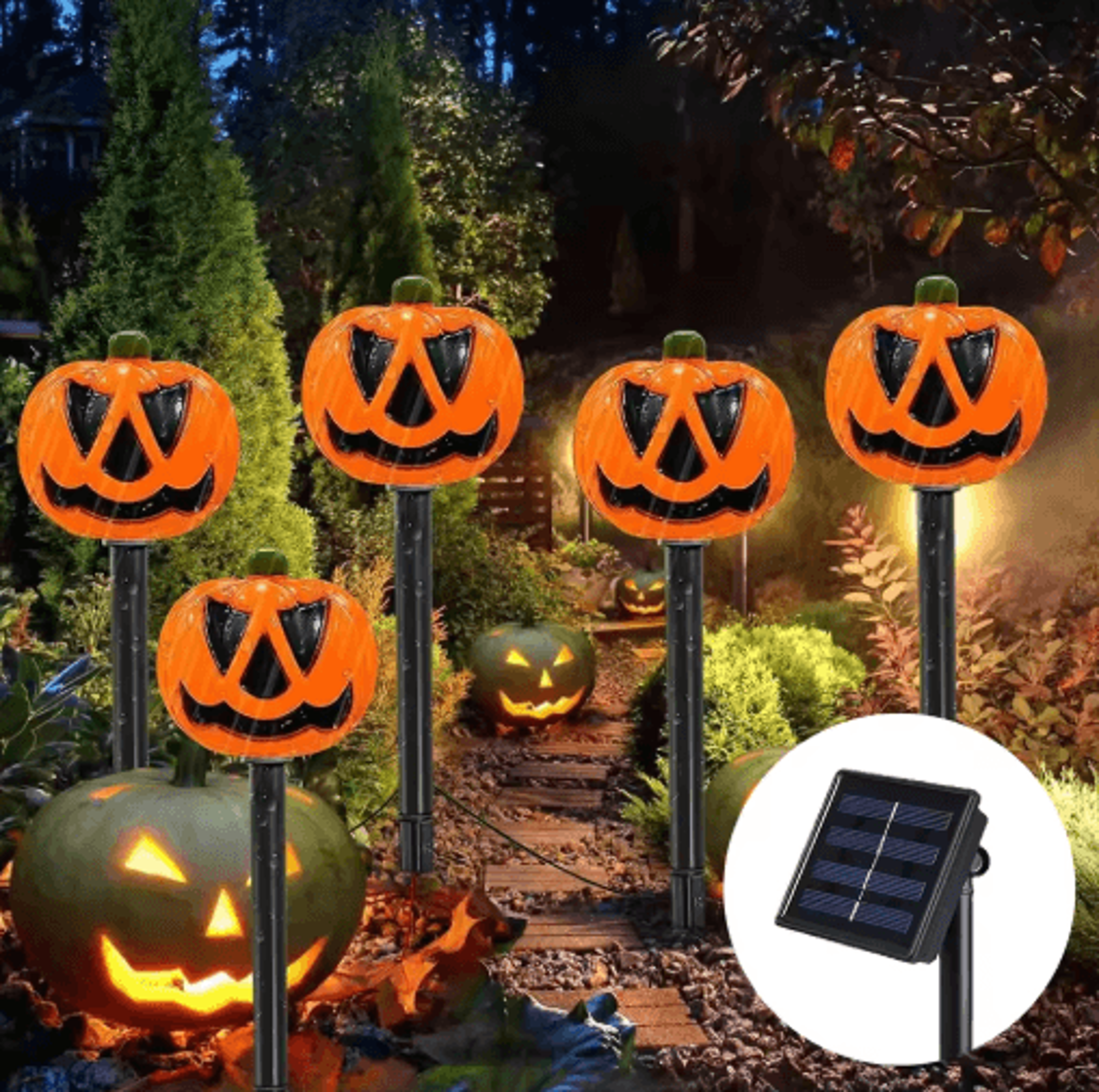 pumpkin solar garden lantern – waterproof outdoor halloween torch light