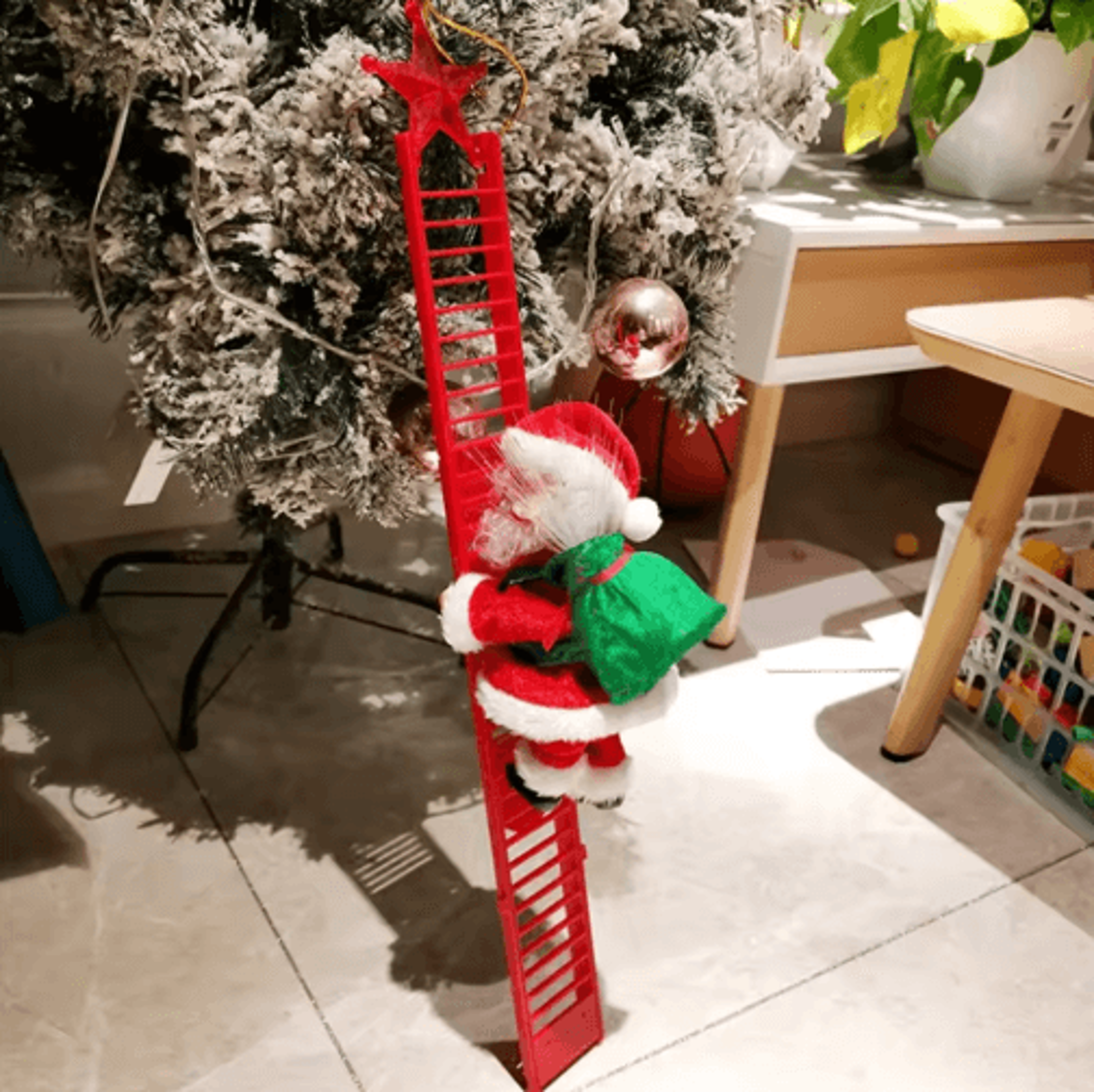 musical climbing santa claus ladder ornament for christmas tree decor
