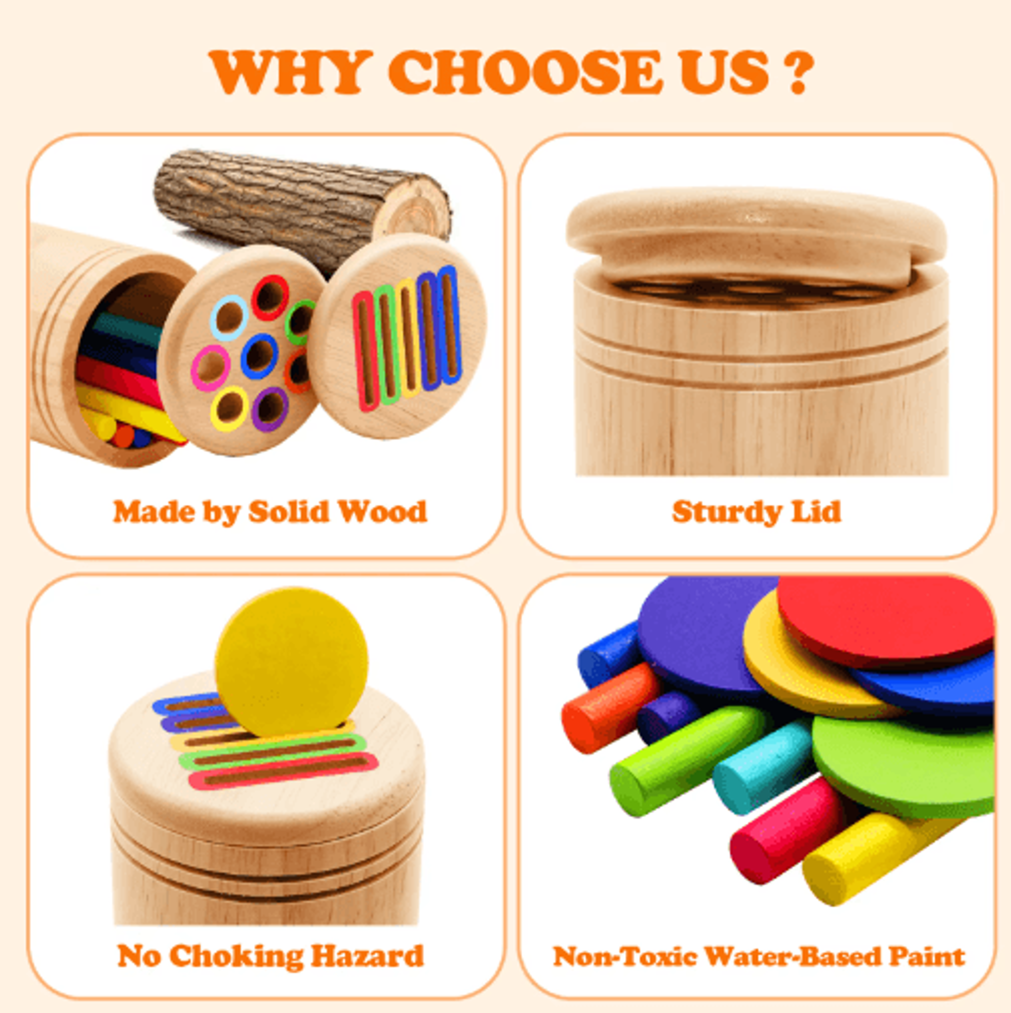 Montessori Wooden Color Sorting  Shape Matching Puzzle For Toddlers 5