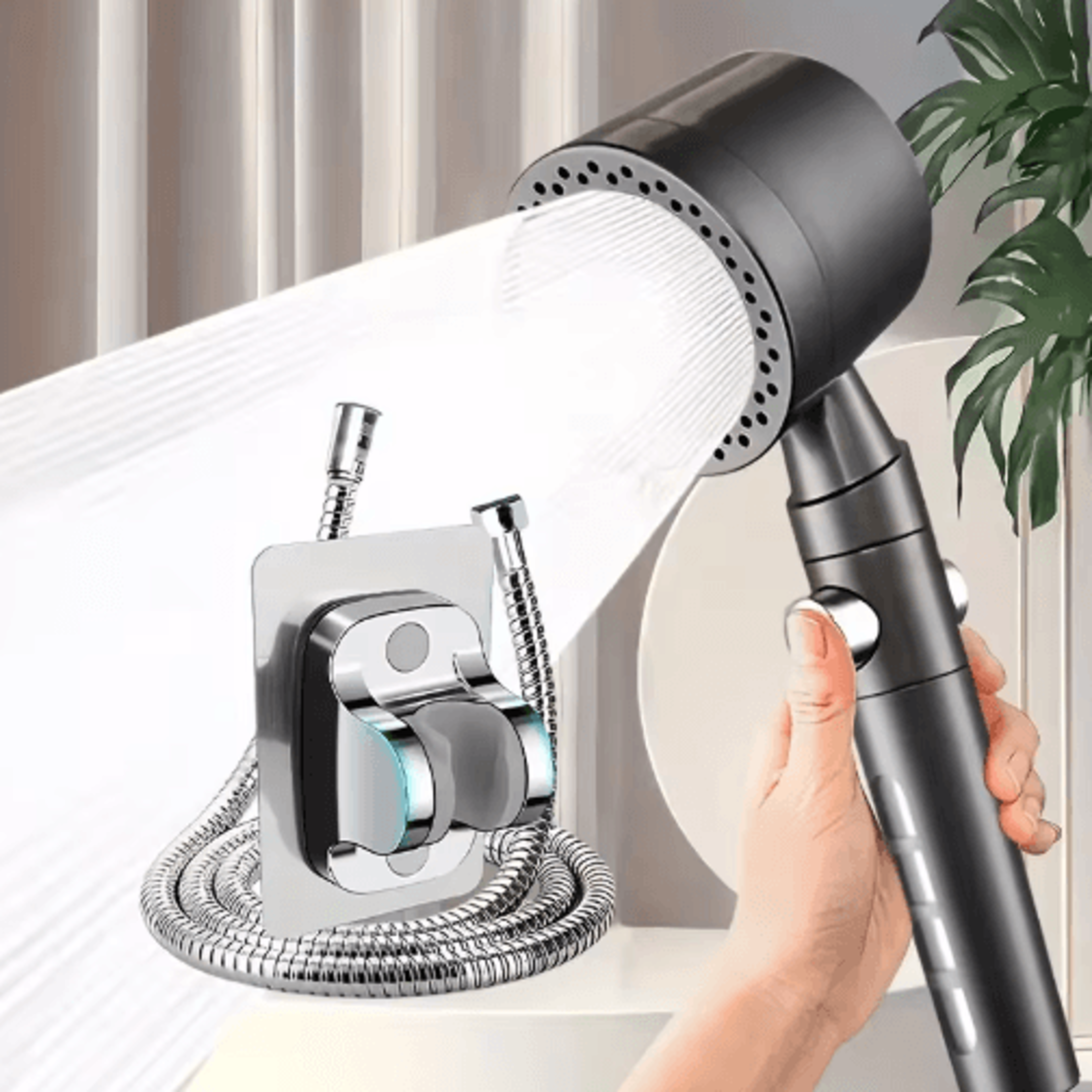 High Pressure 5Mode Handheld Filter Shower Head With OneButton Stop 9