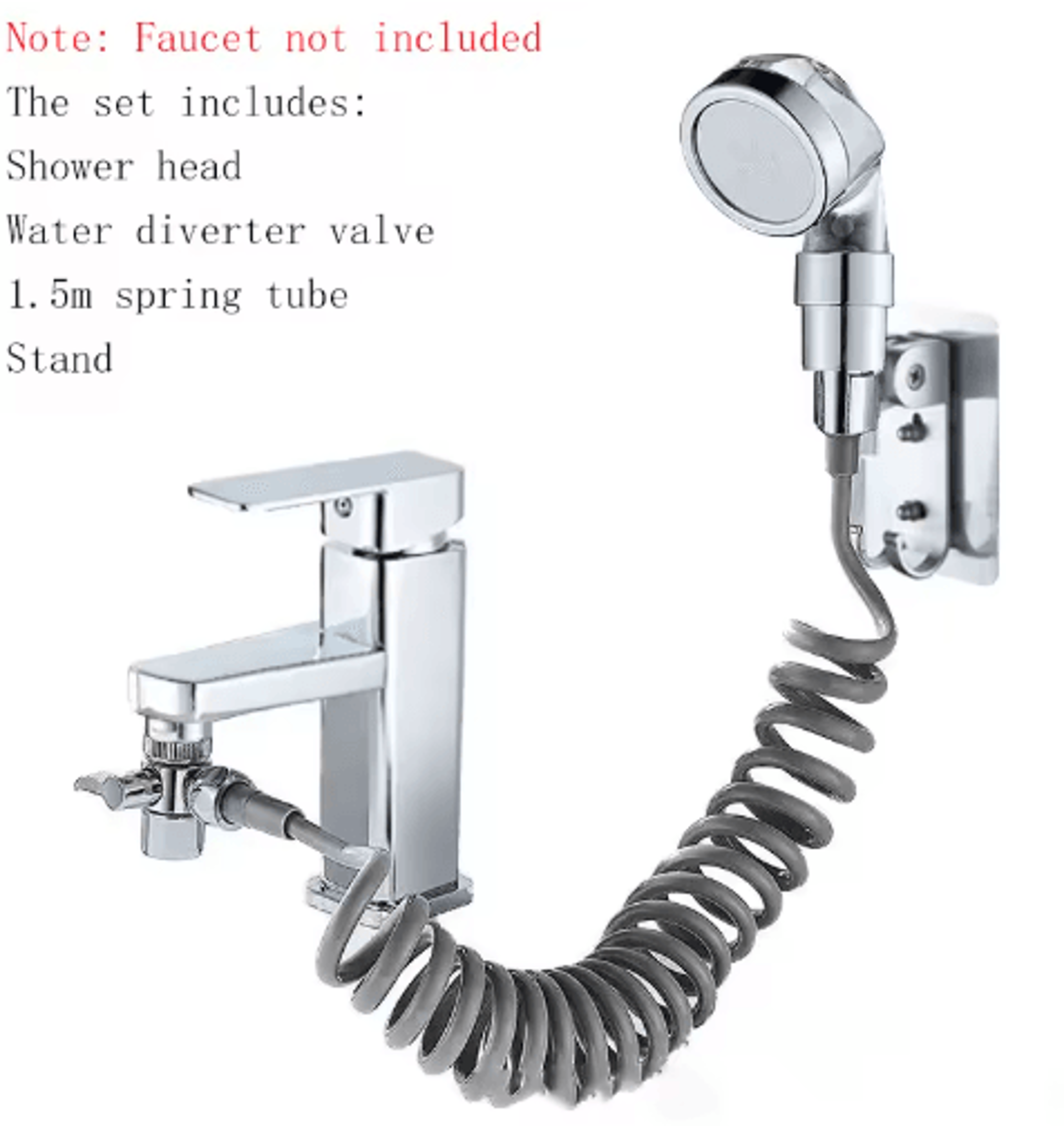 External Shower Faucet Extender With Handheld Booster Nozzle 6