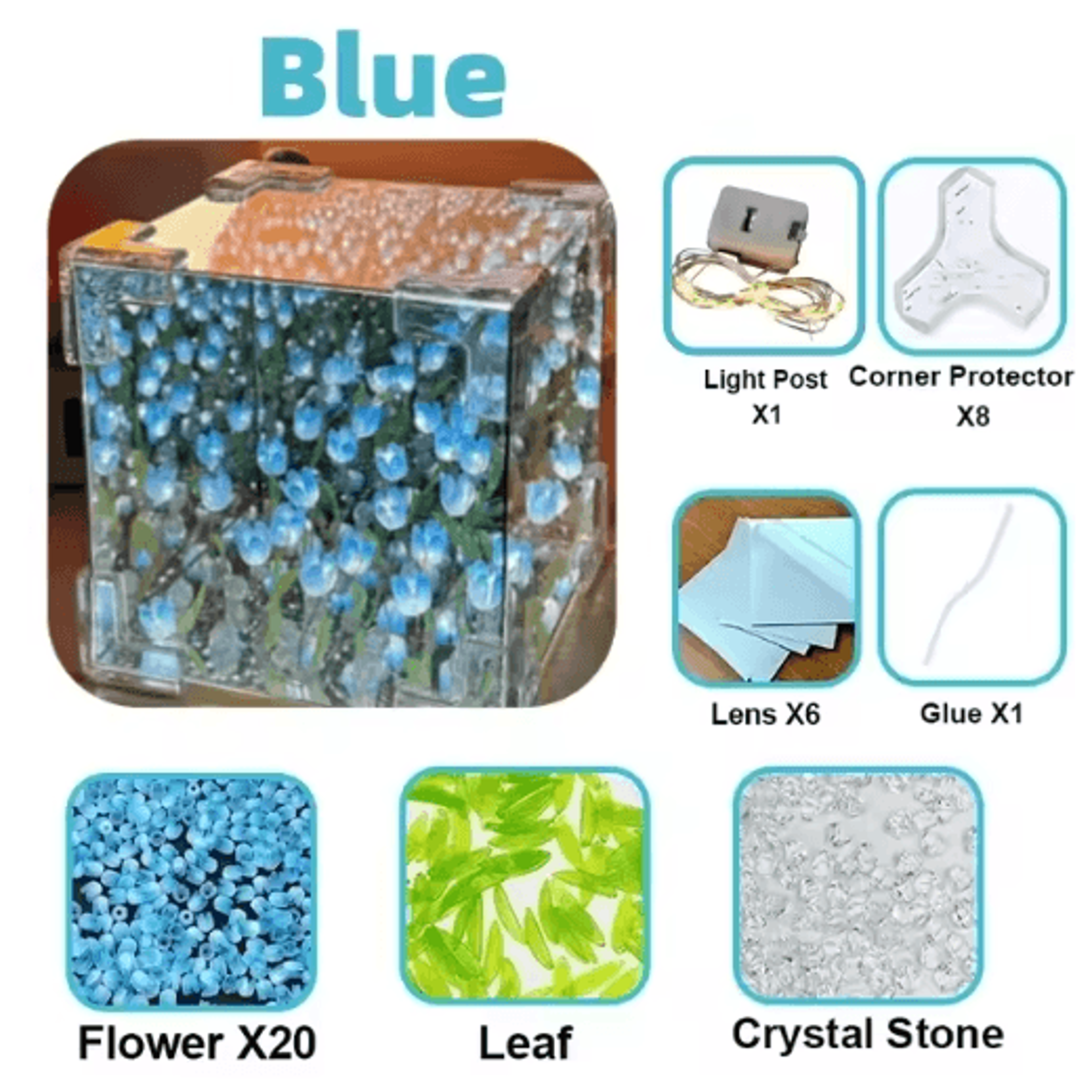 DIY Tulip Mirror Cube Night Lamp  3D Flower Bedside Light 3