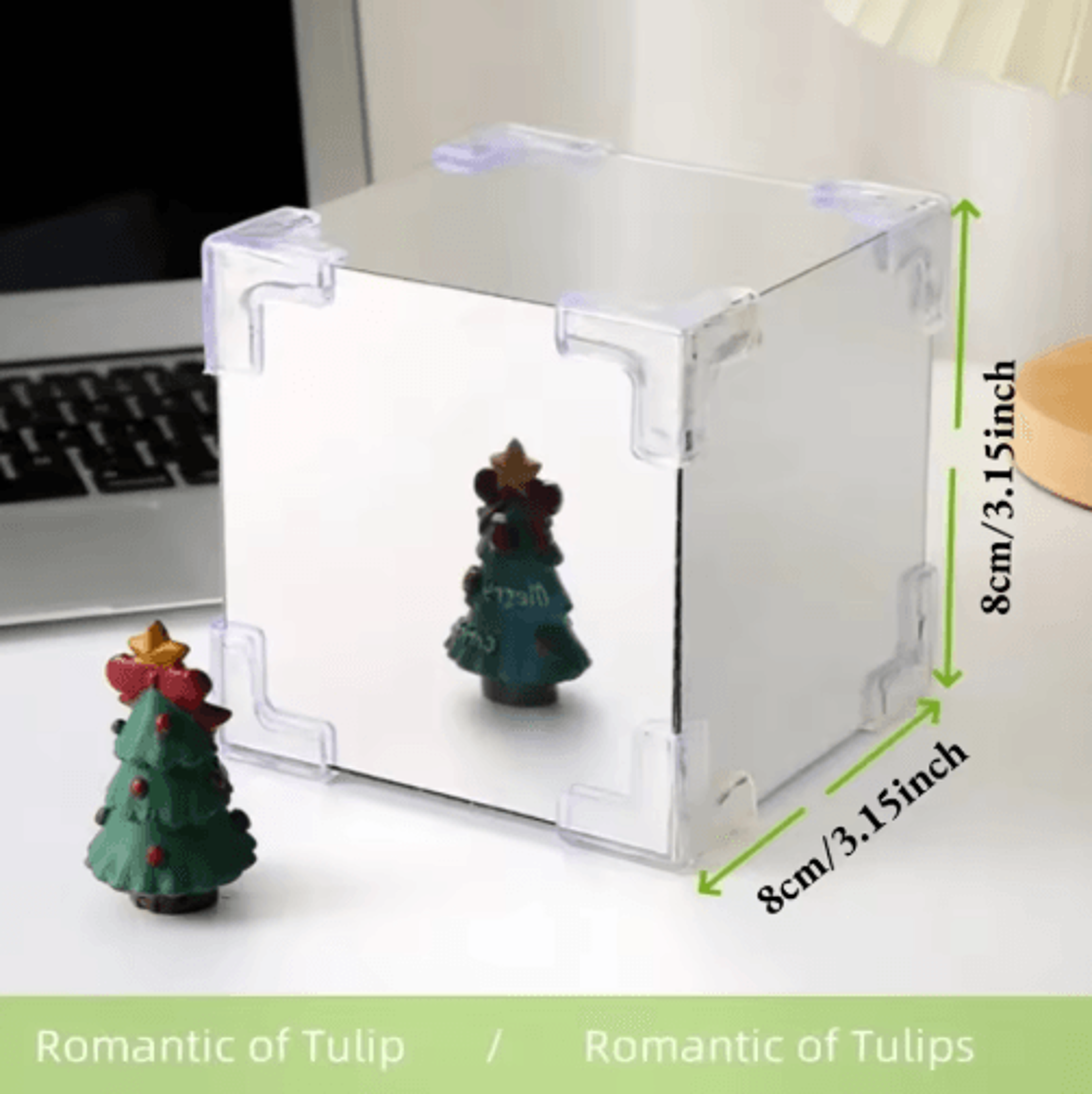 DIY Tulip Mirror Cube Night Lamp  3D Flower Bedside Light 5