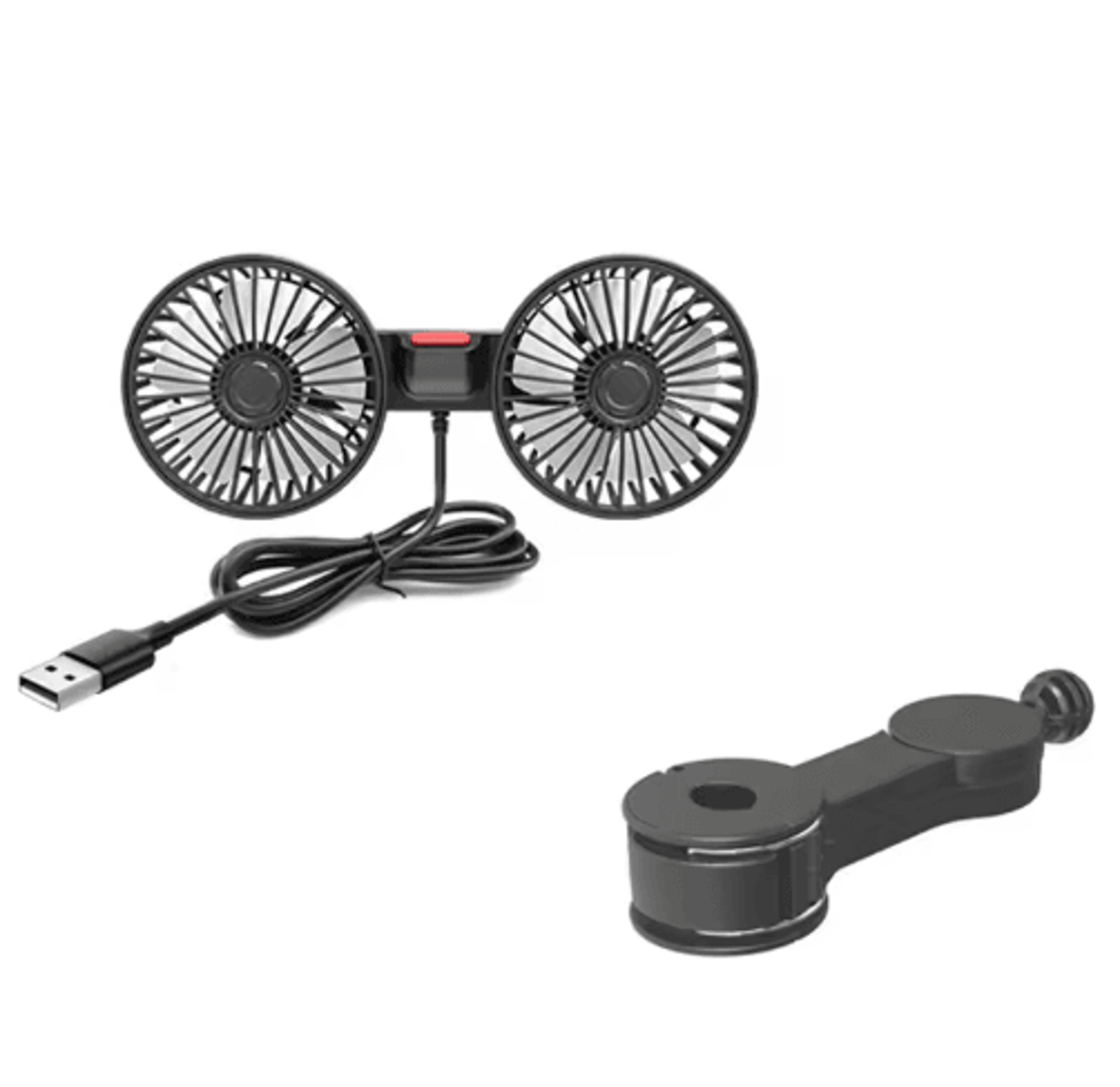 Dual Head USB Car Seat Cooling Fan With 3Speed  360 Rotation 1