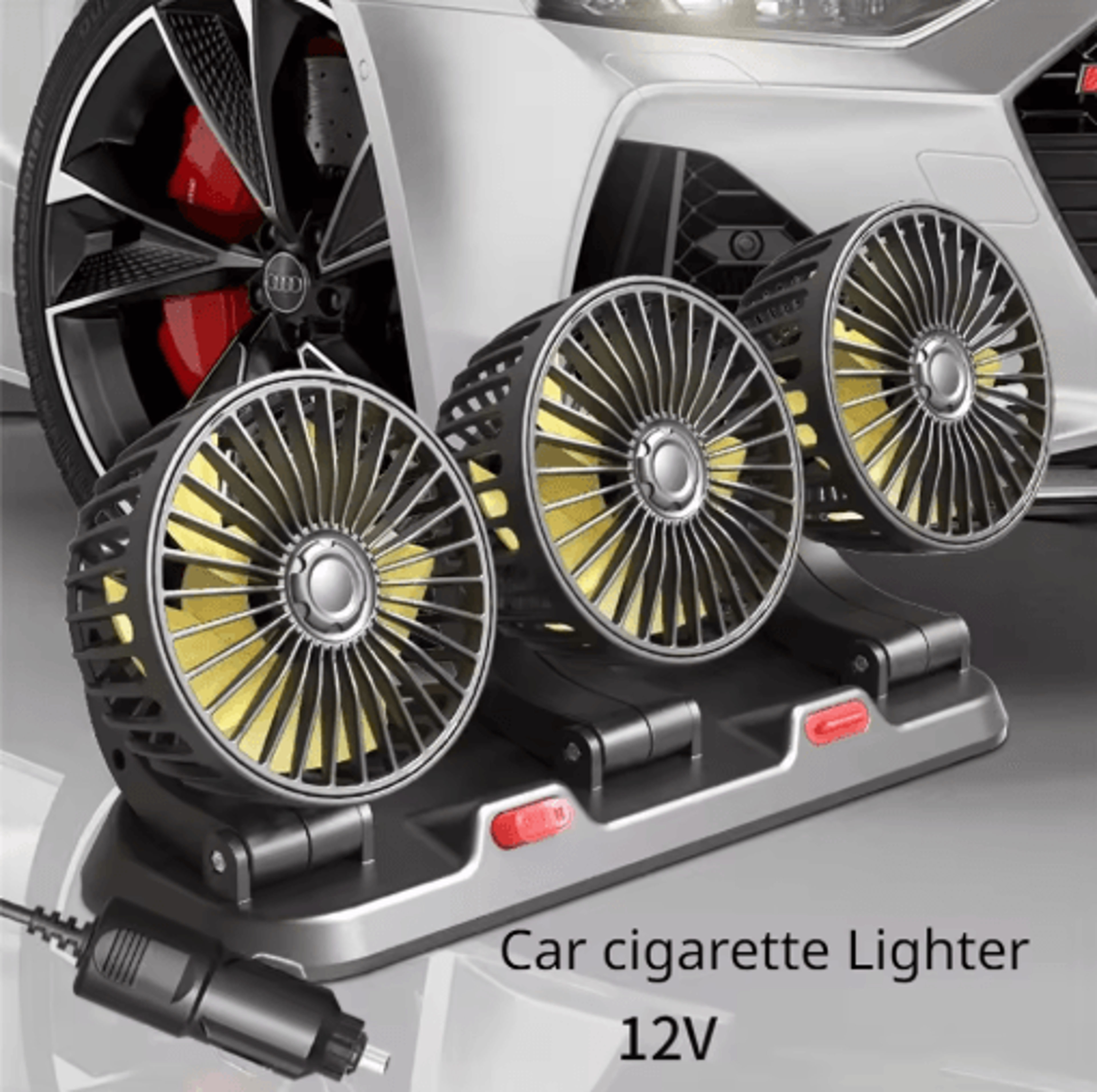360 Adjustable 3Head Car Cooling Fan With USB12V24V Power 3