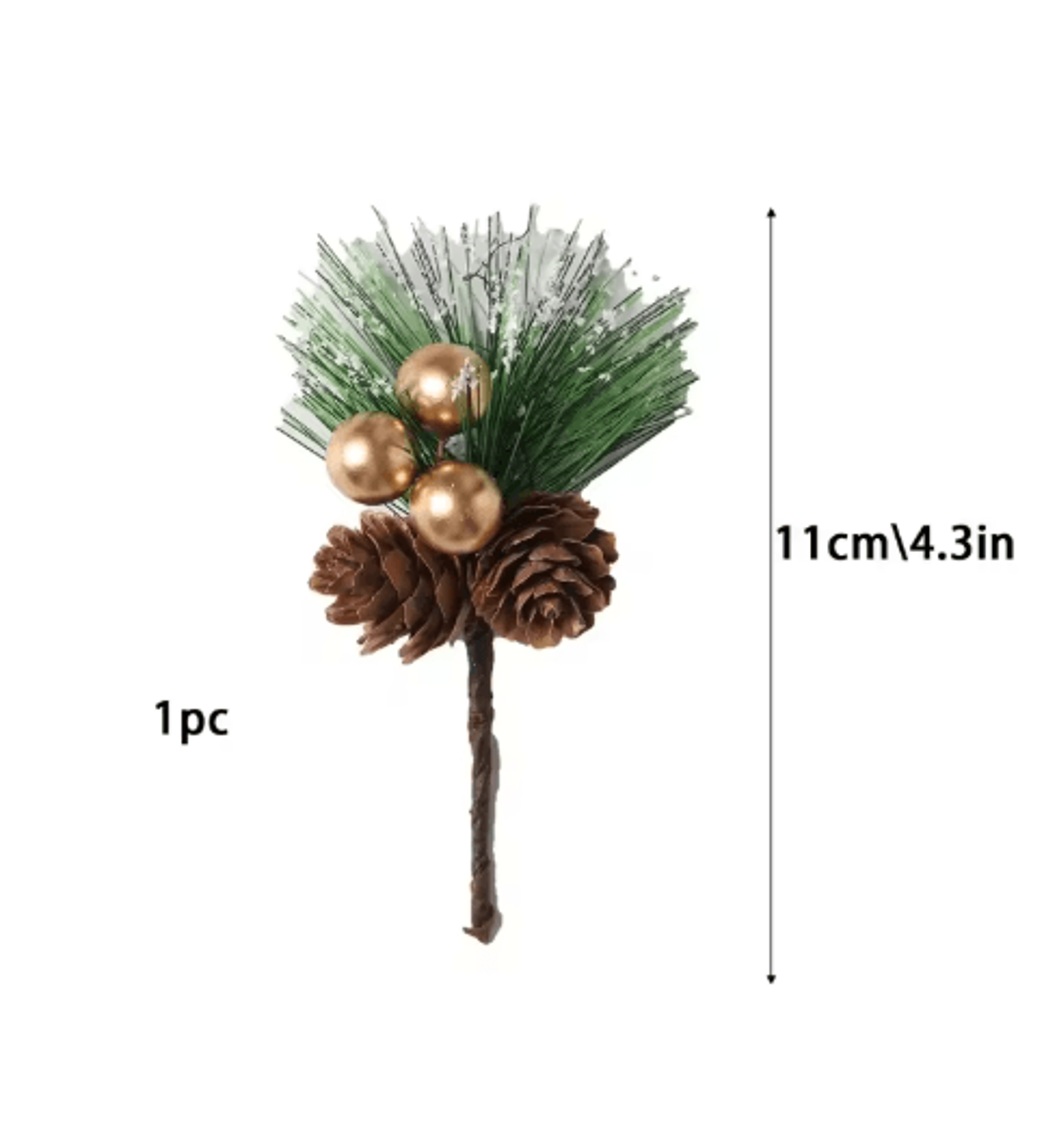 Artificial Pine Branch With Red Holly Berries Christmas Decoration 1