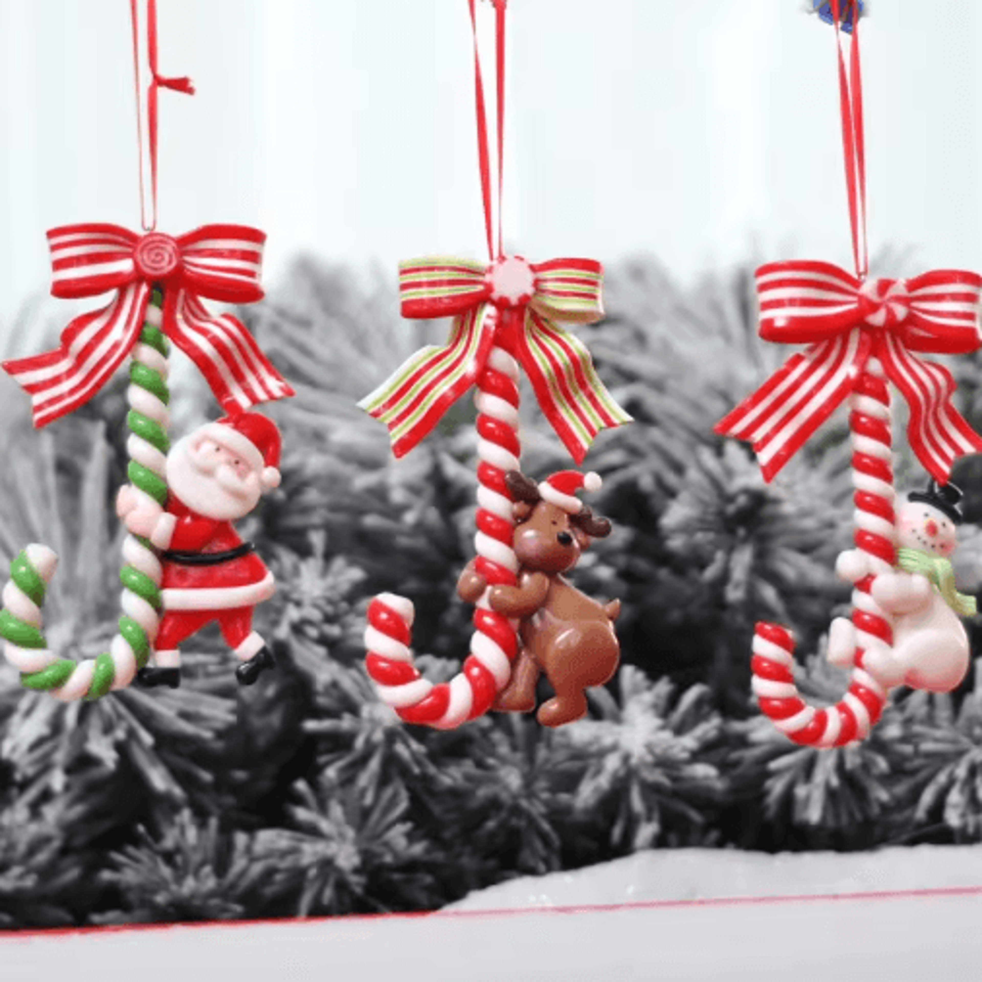 Handcrafted Santa  Snowman Soft Pottery Christmas Tree Pendant 1