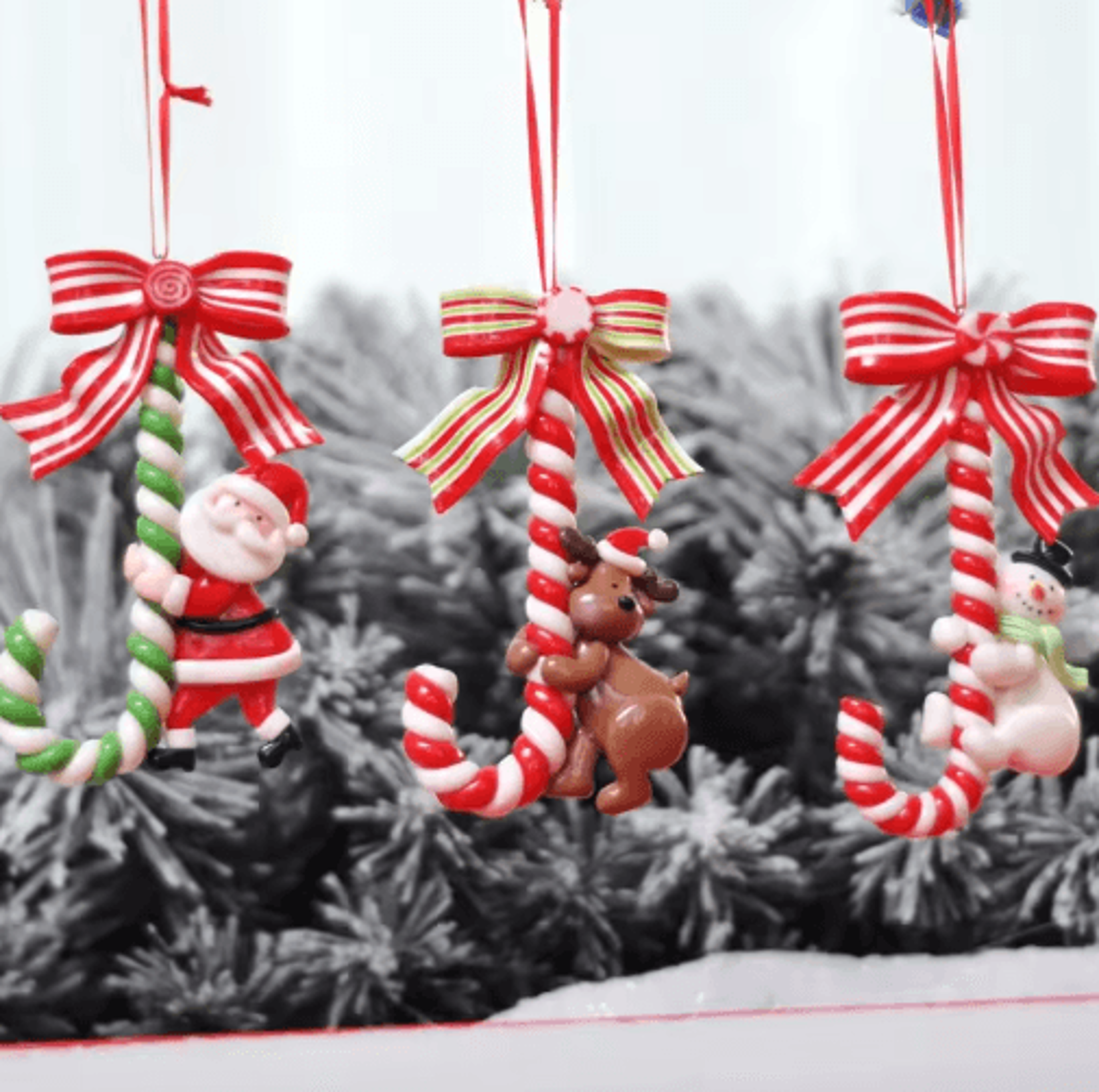 Handcrafted Santa  Snowman Soft Pottery Christmas Tree Pendant 0