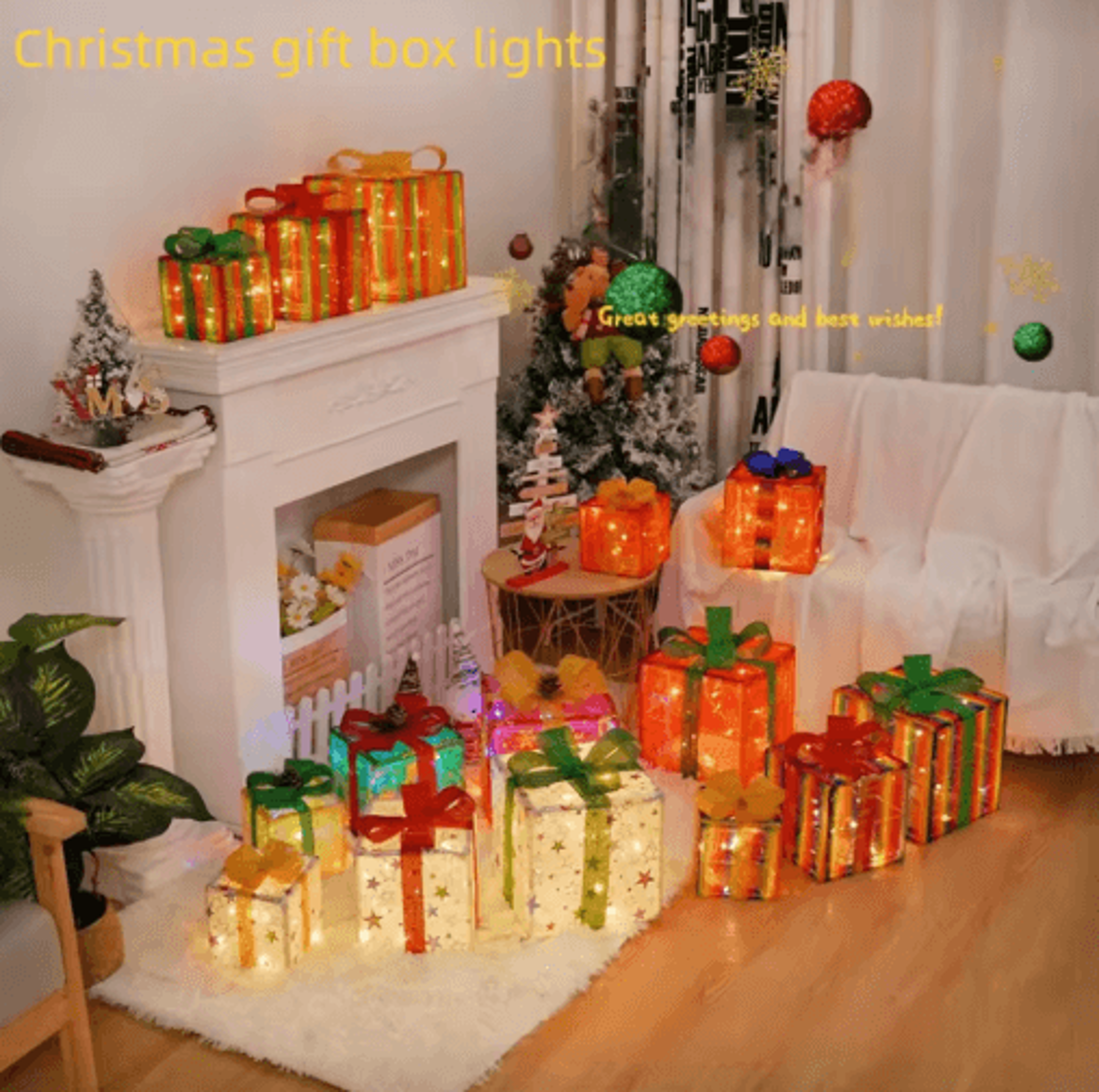 3-piece lighted christmas gift boxes – led holiday decorative present boxes for tree & party decor
