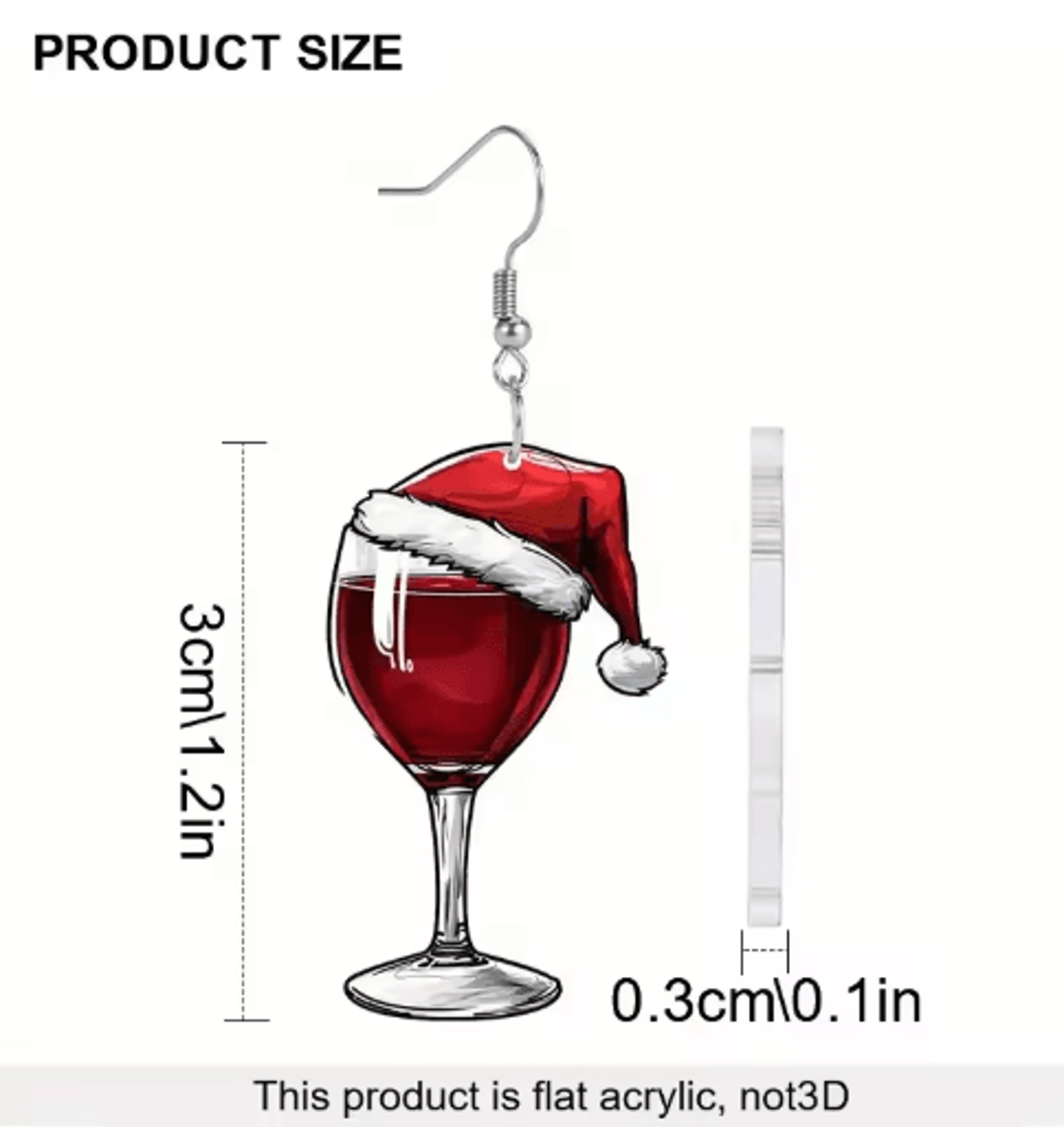 Festive Christmas Wine Glass Earrings  Acrylic Shaker Holiday Party Dangle Earrings 2