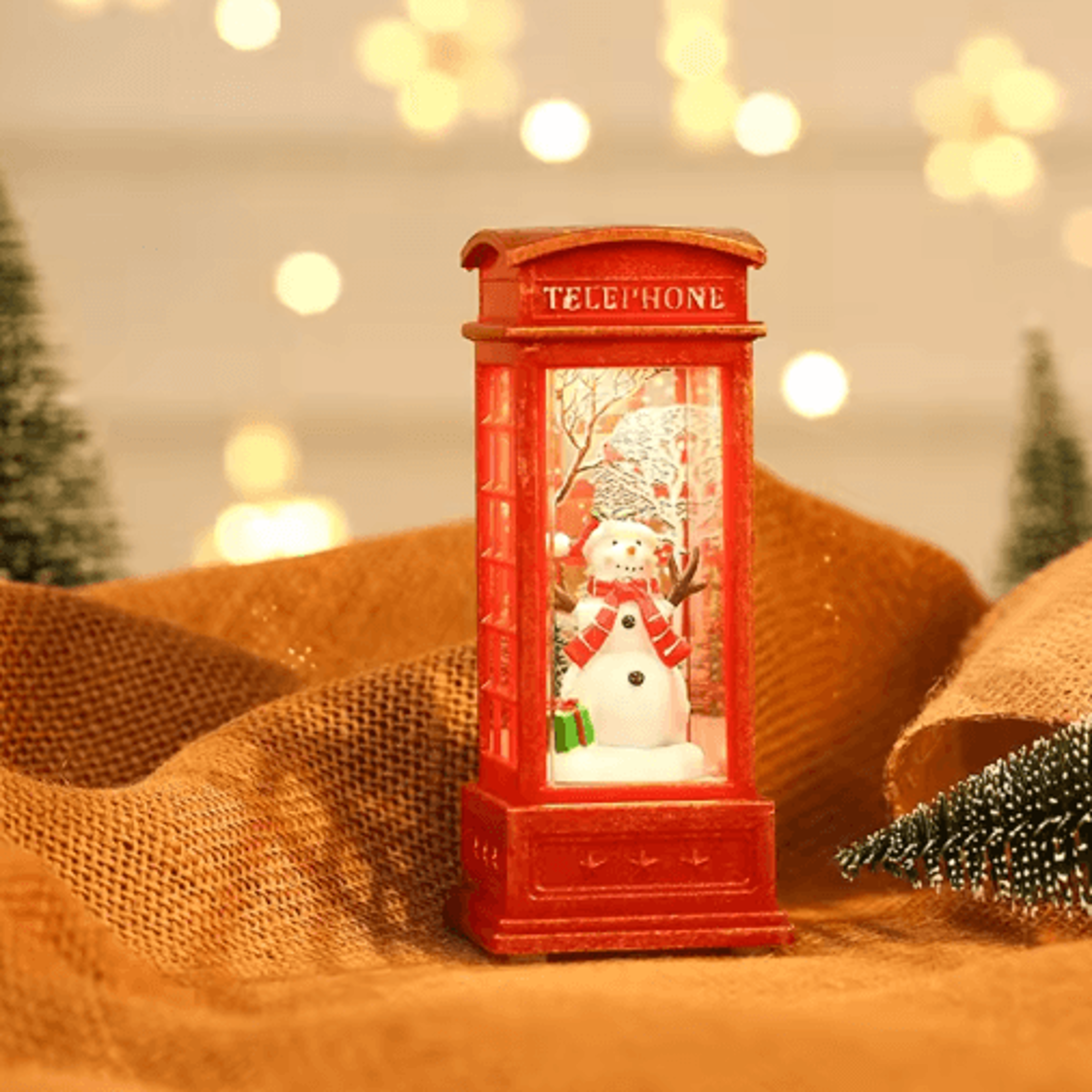 LED Christmas Phone Booth Light  Santa  Snowman Window Scene Decoration 6